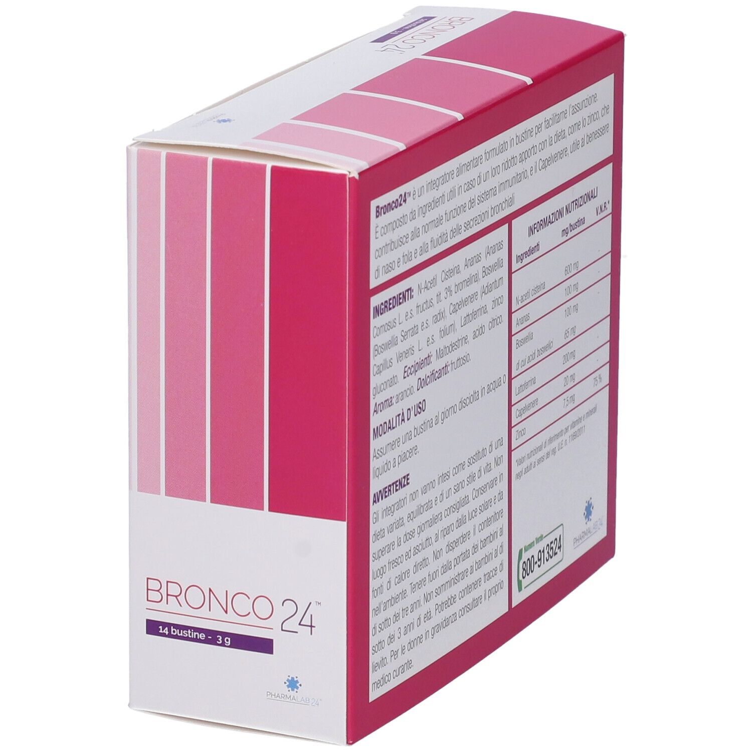 Confezione del prodotto con testo e informazioni nutrizionali. Contiene ingredienti e valori nutrizionali.