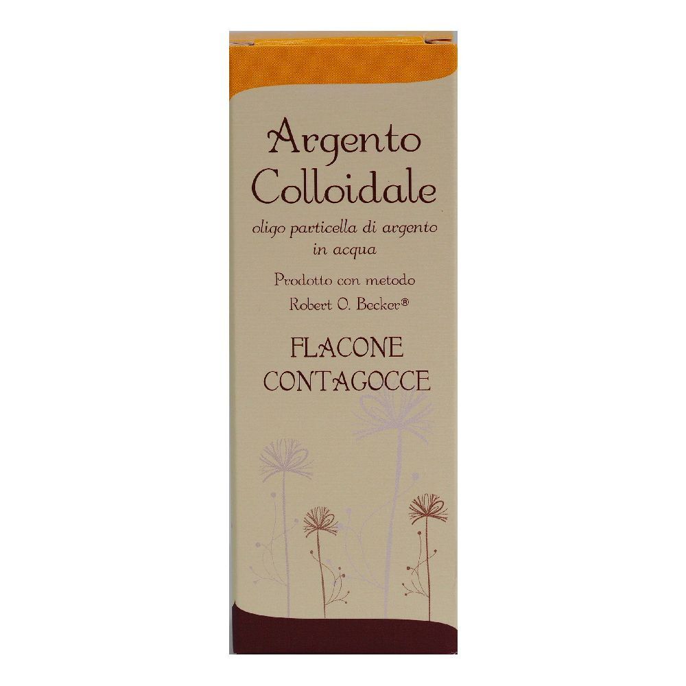 Scatola Argento Colloidale. Flacone contagocce. Testo in italiano.