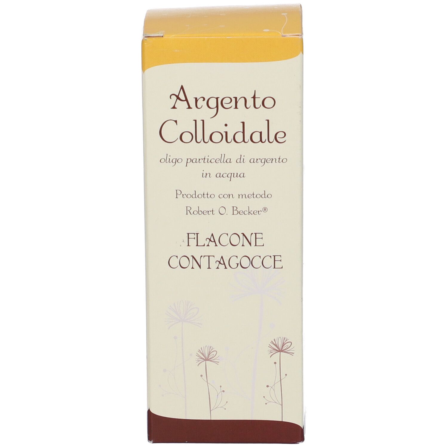 Scatola Argento Colloidale. Flacone contagocce. Testo in italiano.