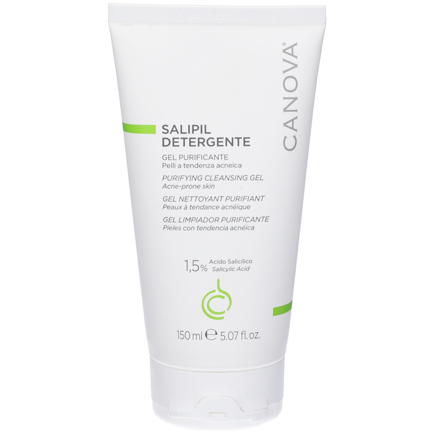 Canova Salipil Detergente: Reinigendes Gel für zu Akne neigende Haut, 1,5% Salicylsäure.