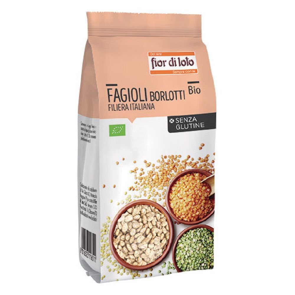 Confezione di Fior di Loto Fagioli Borlotti BIO. Fagioli in ciotole. Certificazione bio e senza glutine.