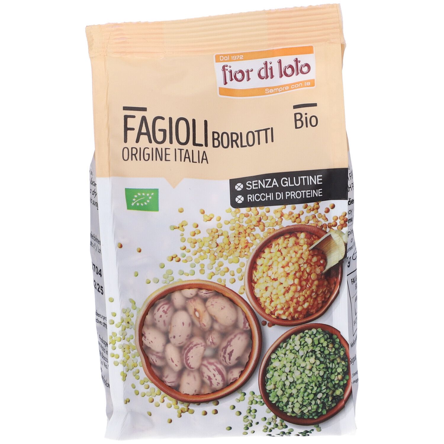 Confezione Fior di Loto Fagioli Borlotti BIO. Origine Italia. Senza glutine, ricco di proteine. 400g.