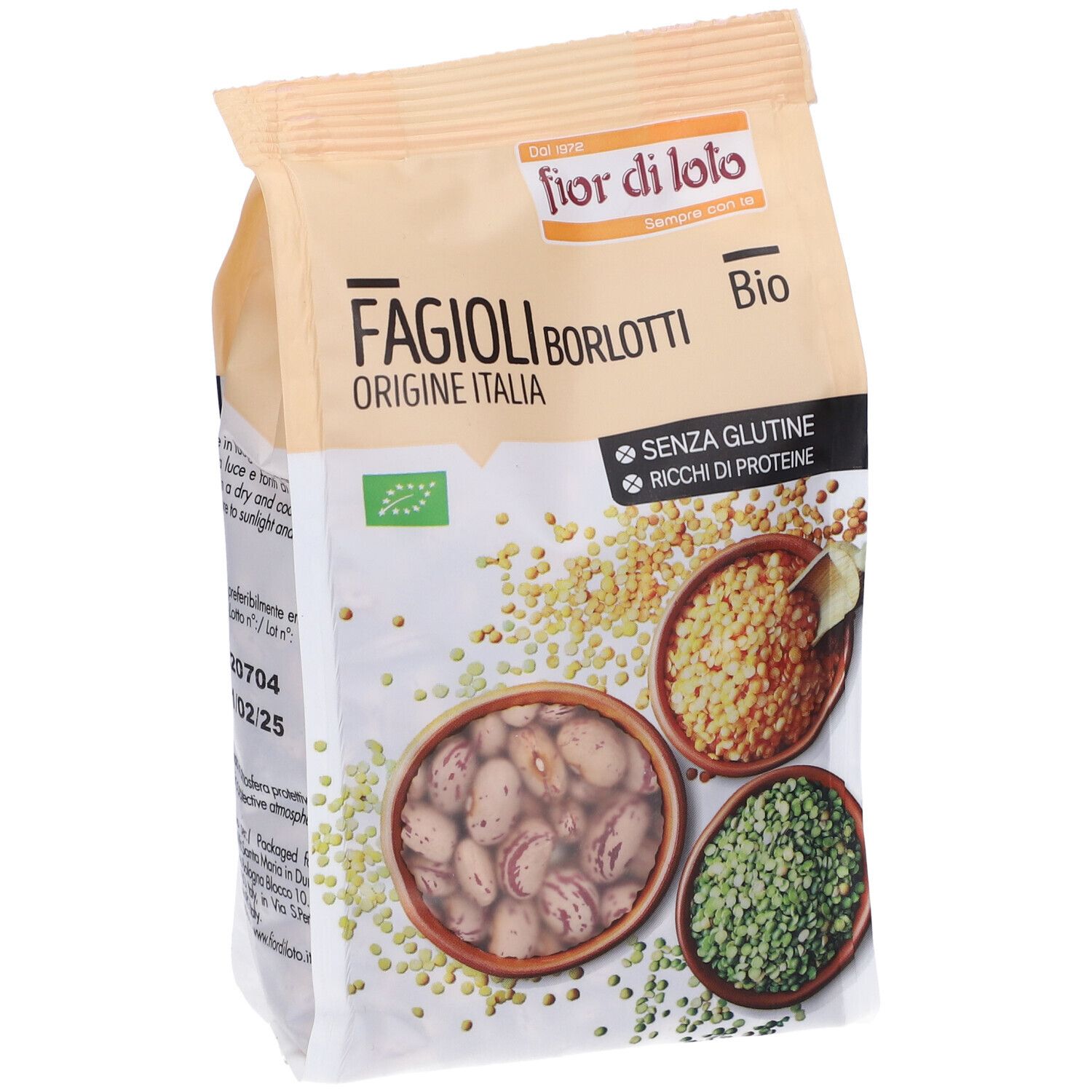 Confezione Fior di Loto Fagioli Borlotti BIO. Origine Italia. Senza glutine, ricco di proteine. 400g.