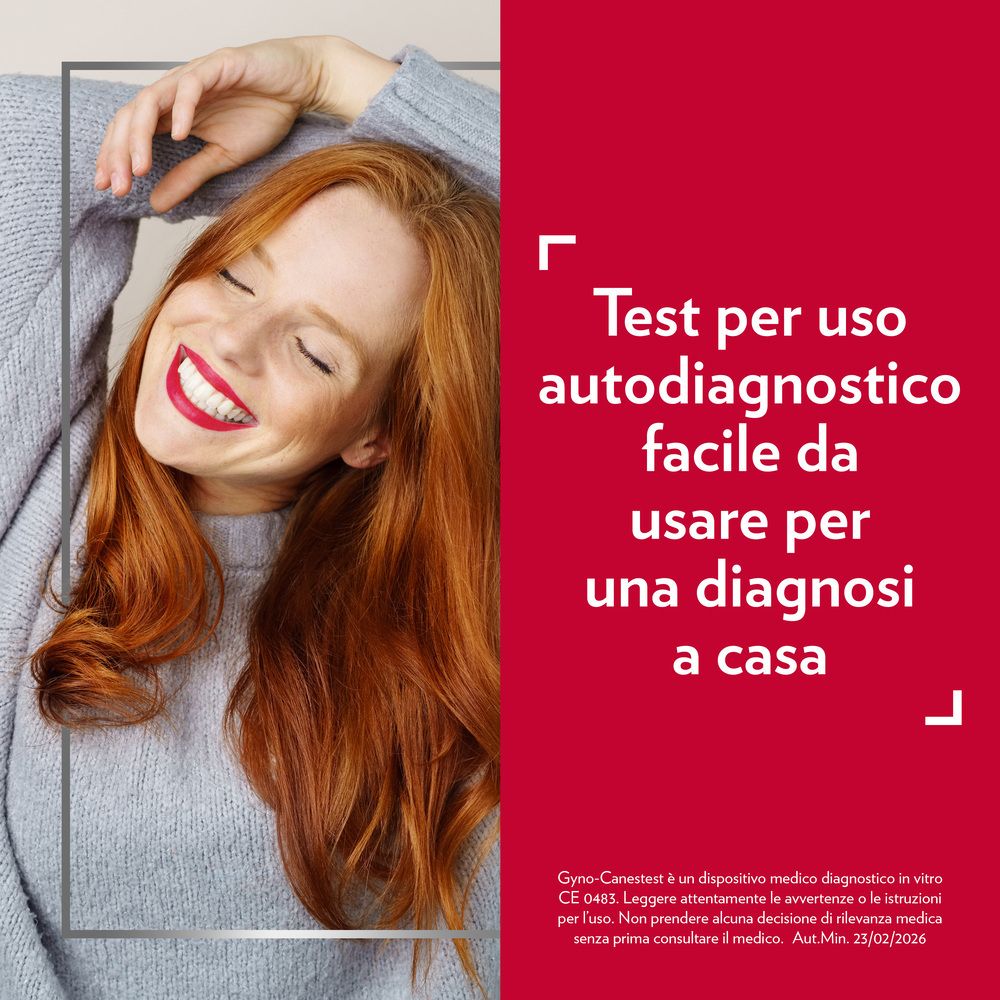 Verpackung für ein Vaginaltest-Kit. Beschriftung 'Gyno-Canestest Autotest Vaginale'.