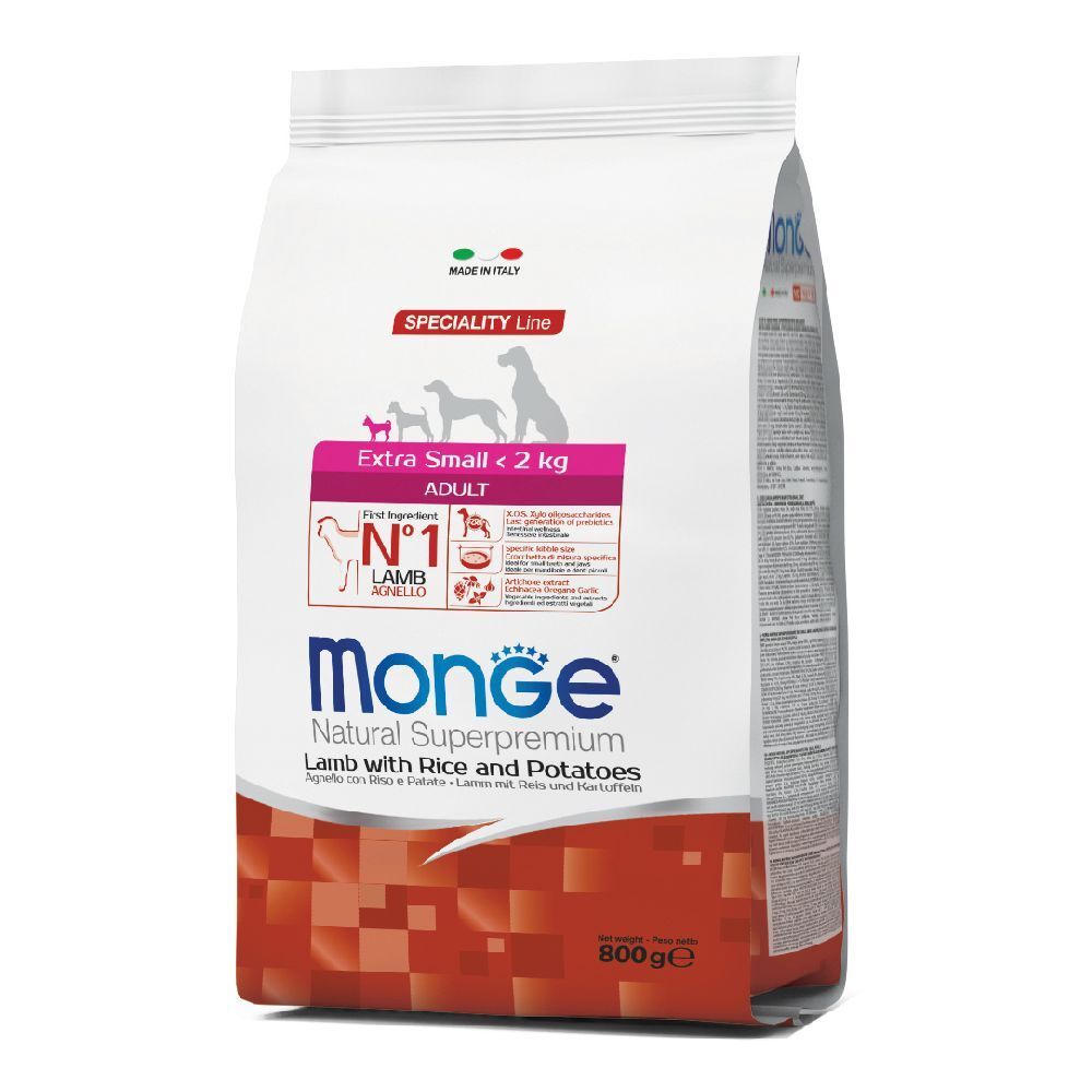 Monge Natural Superpremium Agnello Riso e Patate Cani Adulti Taglia Extra Small
