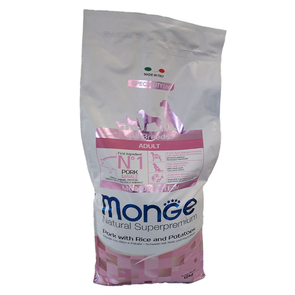 Image of Monge All Breeds Maiale Con Riso E Patate Adult Monoprotein