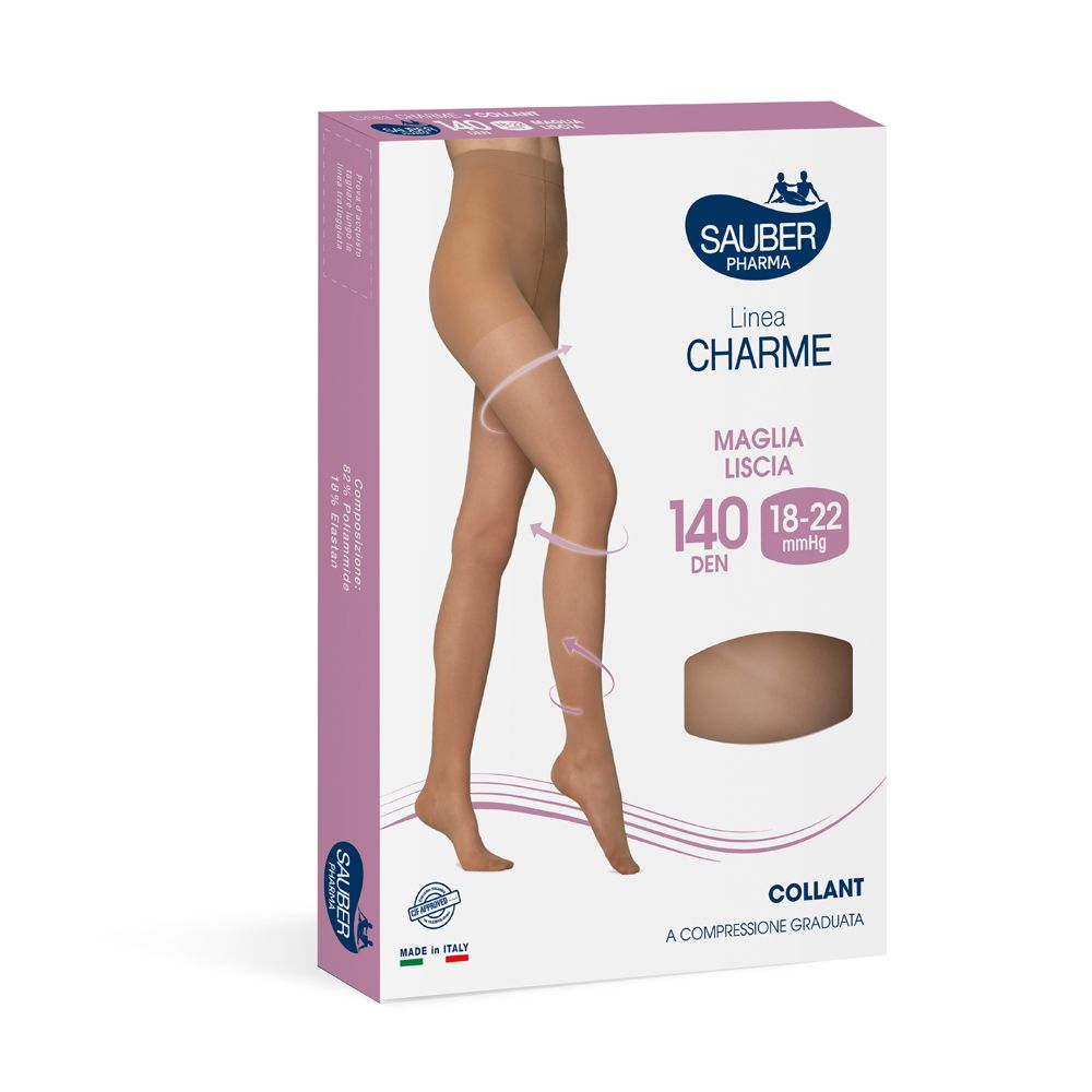 Confezione collant Sauber Pharma, linea Charme. 140 Den, collant a compressione graduata.