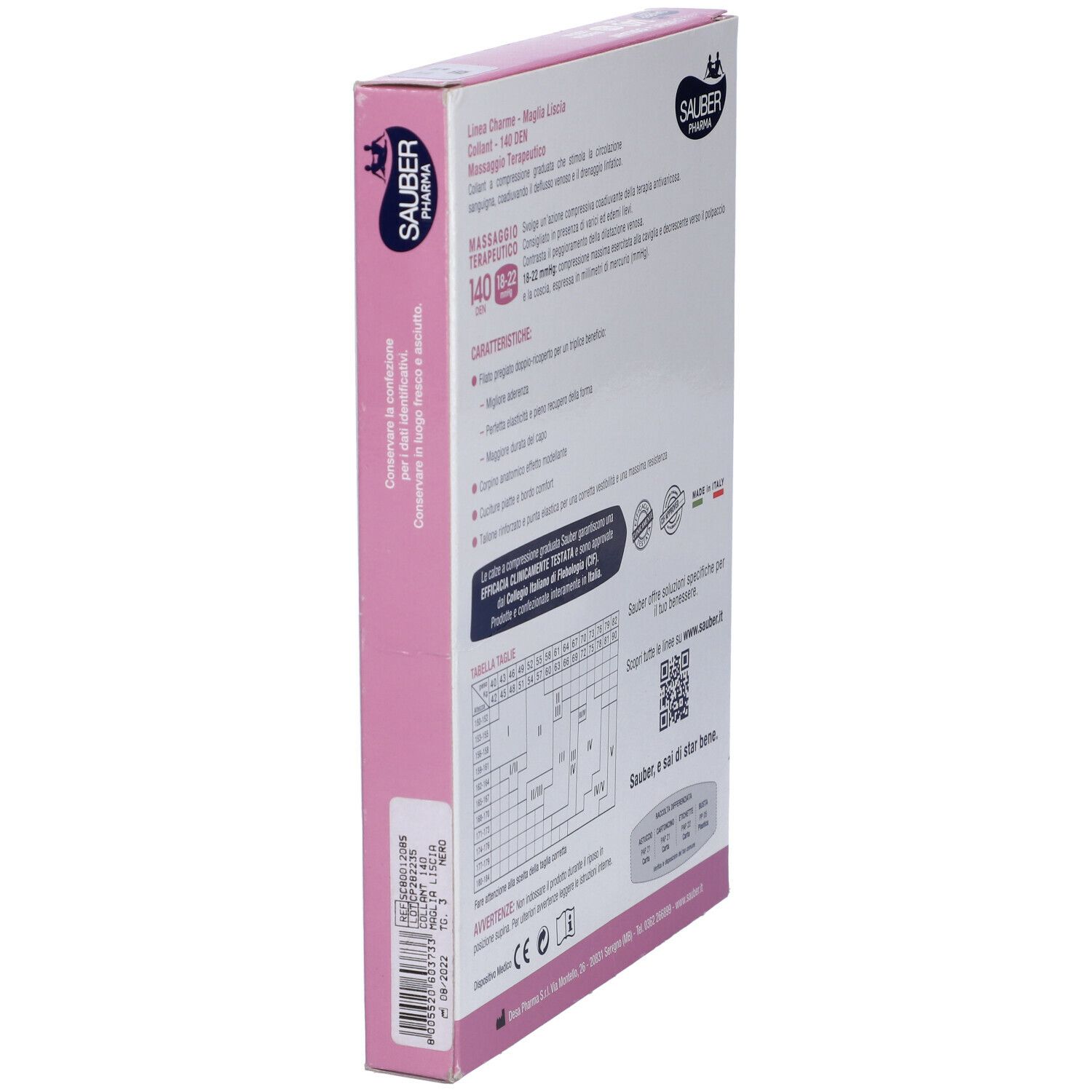 Retro confezione collant Sauber Pharma, linea Charme. 140 Den, collant a compressione graduata. Informazioni.