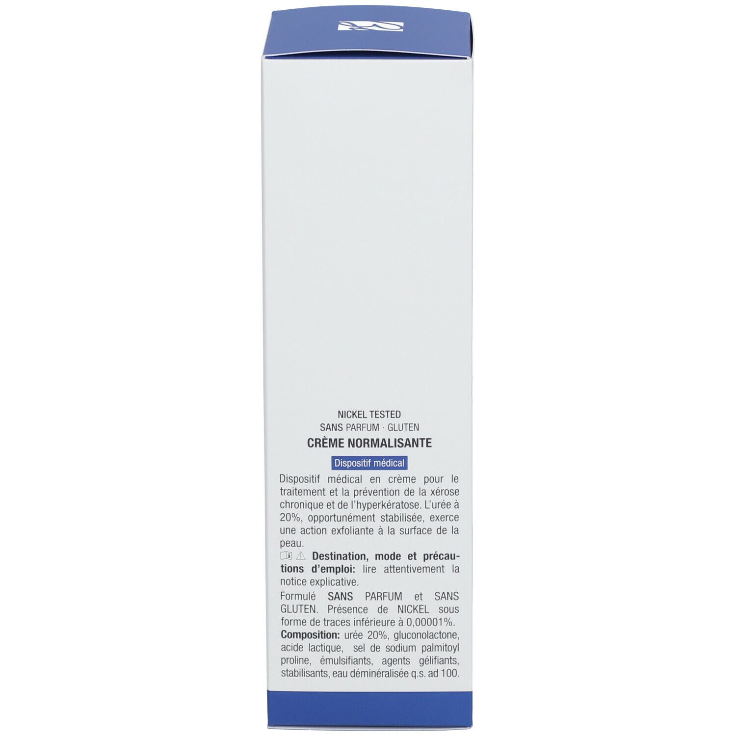 Lato della confezione. Testo: Crema Normalizzante, Dispositivo medico. Marchio: BioNike.