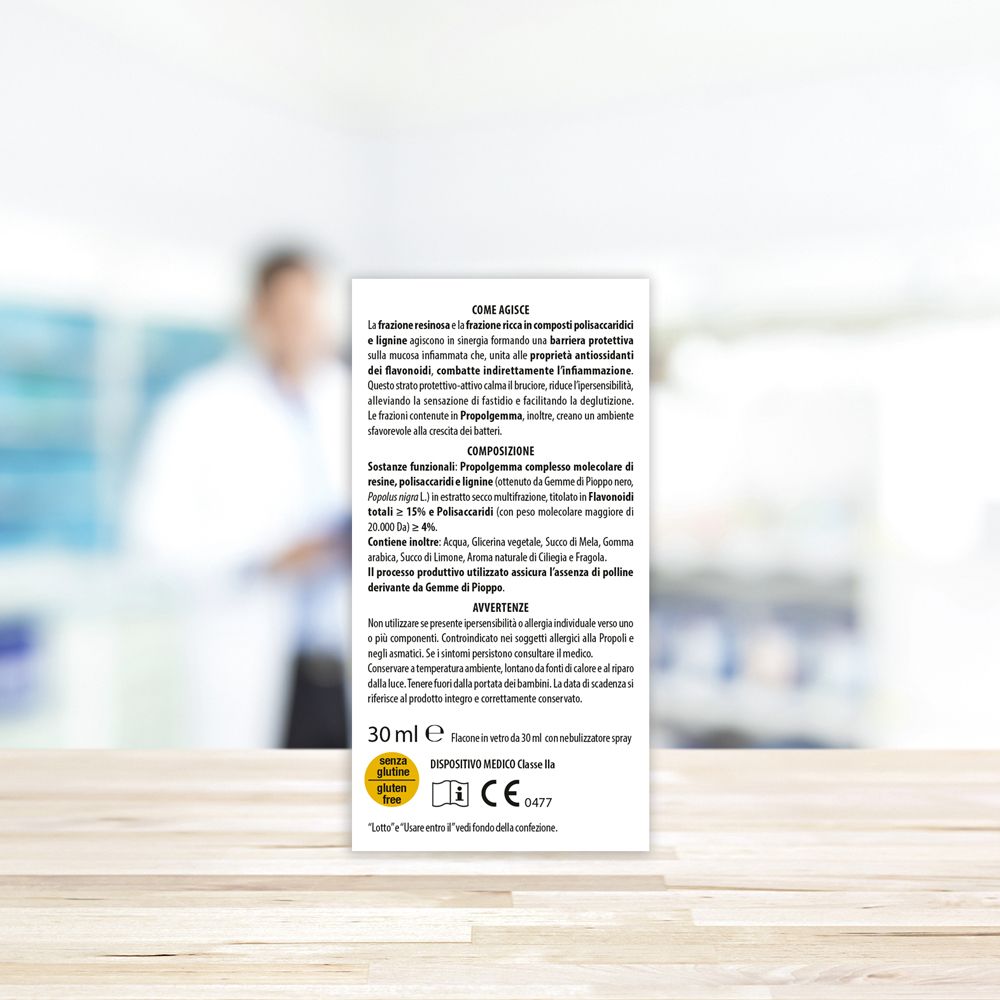 Rückseite der Produktverpackung. Enthält Text, Inhaltsstoffe und Zertifizierungen. 30 ml.