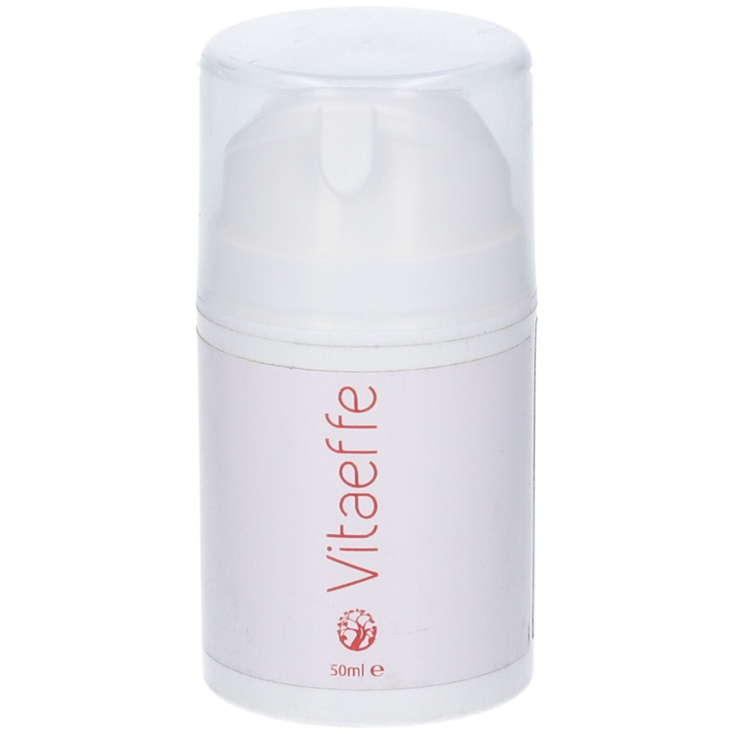 Flacone bianco con scritta rossa Vitaeffe e 50ml. Tappo trasparente. Confezione del prodotto.