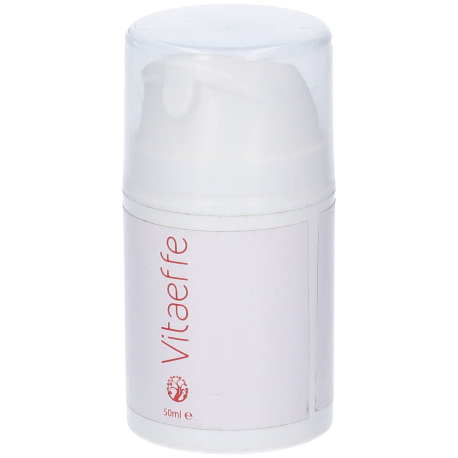 Flacone bianco con scritta rossa Vitaeffe e 50ml. Tappo trasparente. Confezione del prodotto.