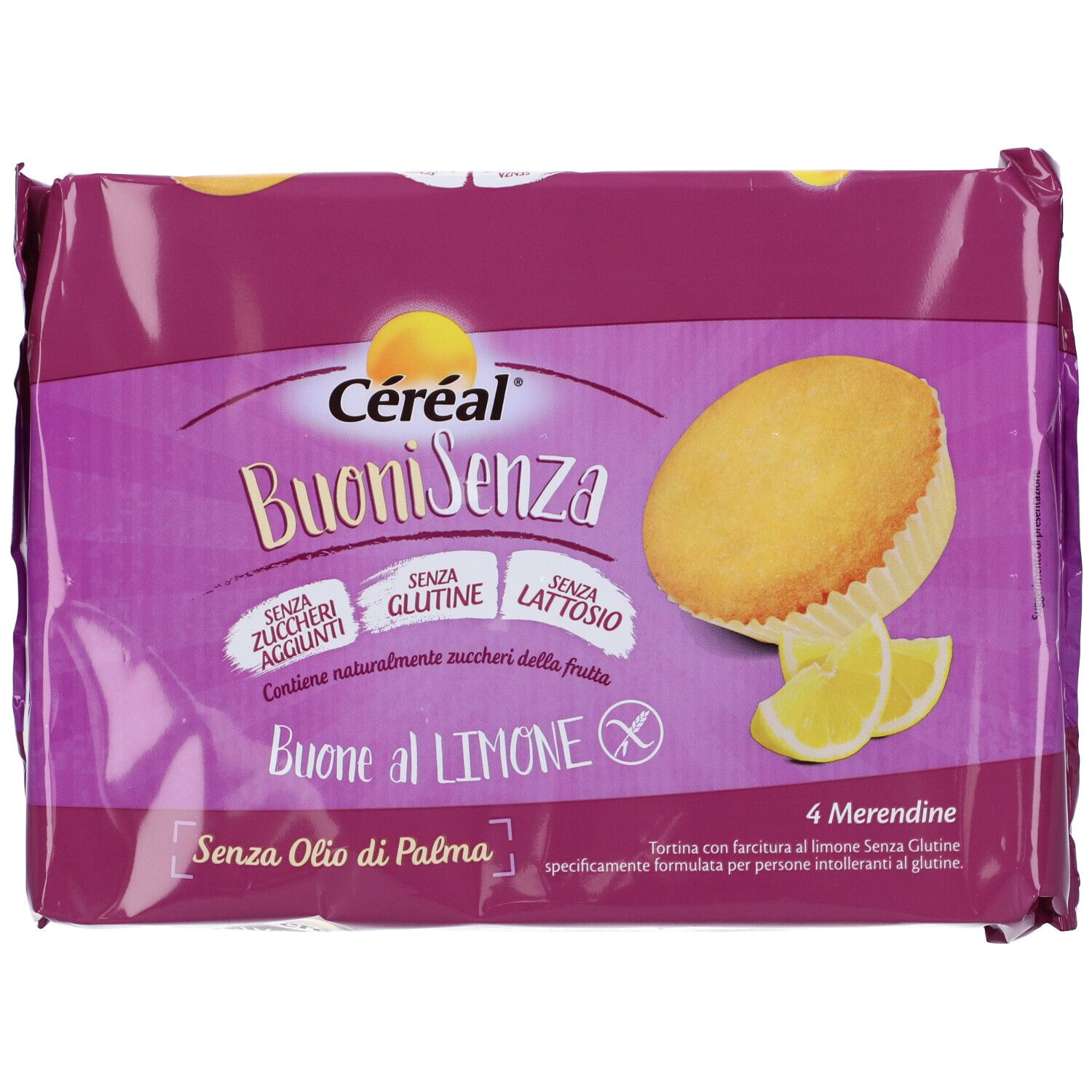 Confezione di biscotti Céréal Buoni Senza, Buone al Limone, senza zuccheri, senza glutine, senza lattosio. Fette di limone.