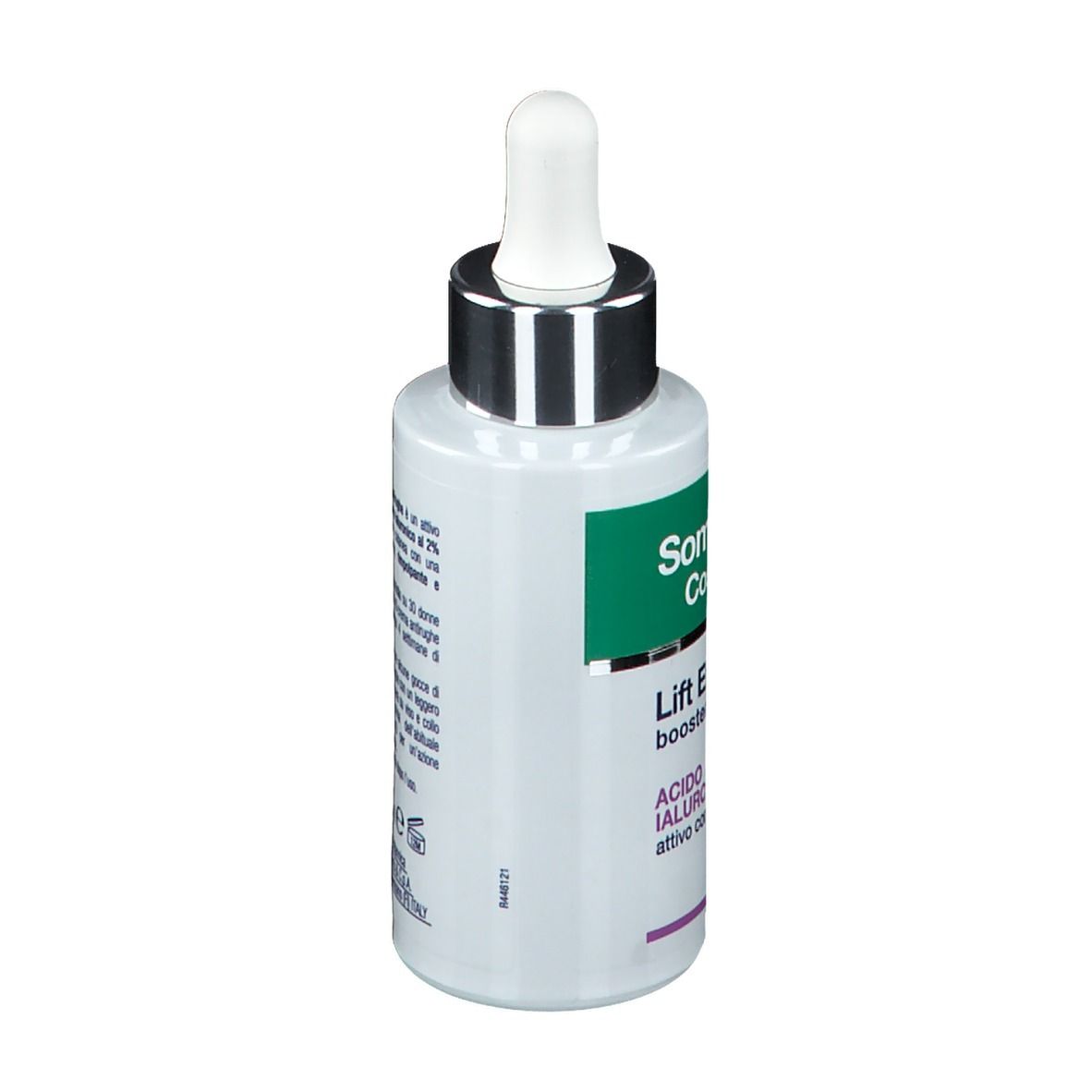 Flacone Somatoline Cosmetic®. Vista laterale. Etichetta verde-bianca. Informazioni prodotto.
