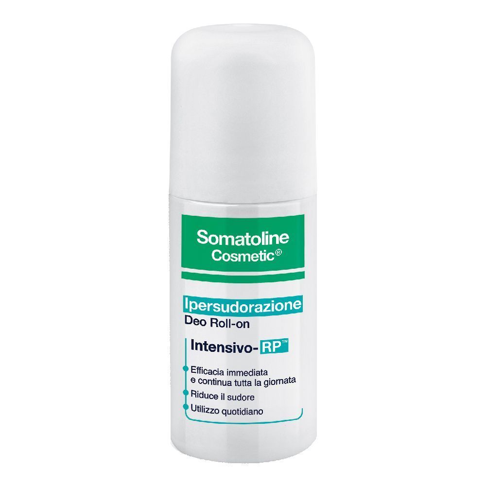Flacone roll-on deodorante bianco con etichetta verde. Contiene informazioni sul prodotto e il nome del marchio.