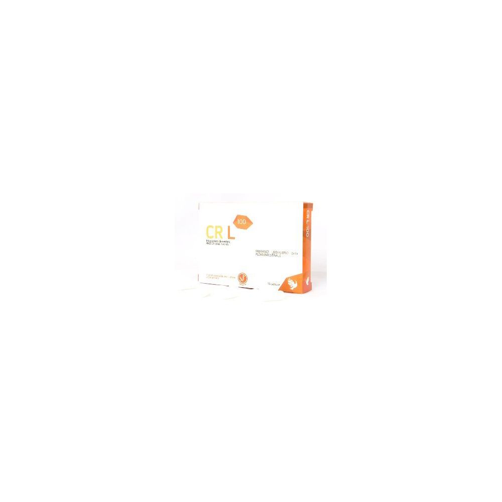 Scatola con nome e logo del prodotto. Scritta: CRL 100. Accenti arancioni. Confezione del prodotto.