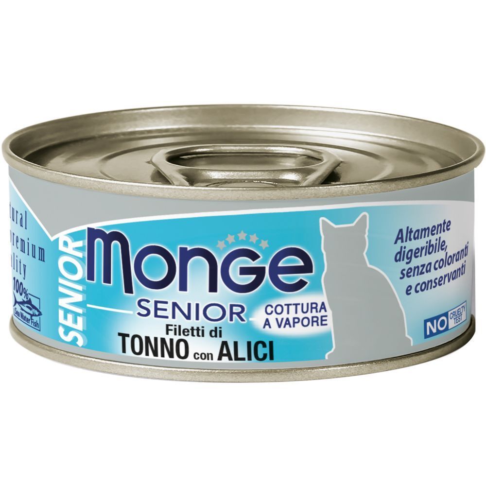 Image of Monge Natural Quality Gatto Monge Jelly Filetti Di Tonno/Acciughine Senior