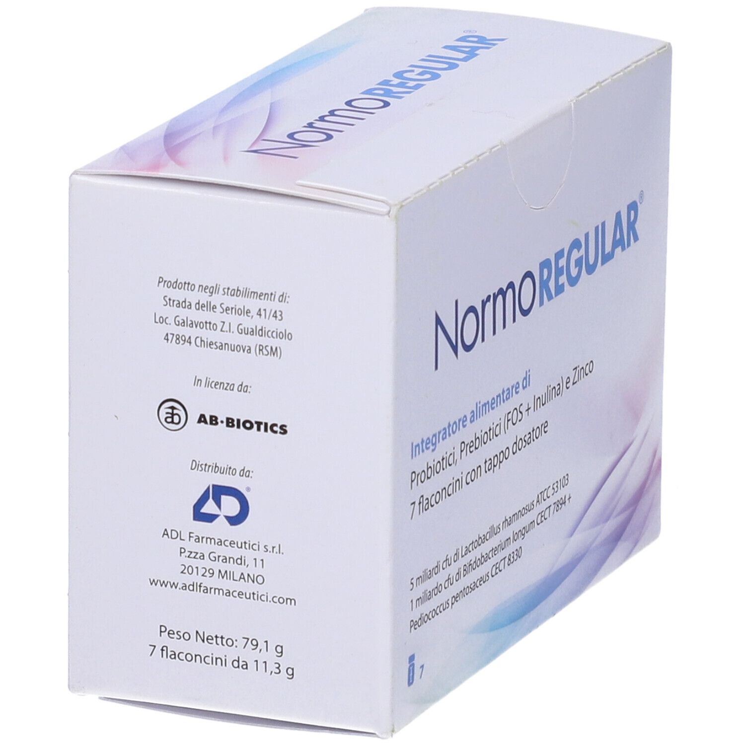 Scatola Normoregular. Scritta Normoregular. Informazioni su produttore, distribuzione e ingredienti.