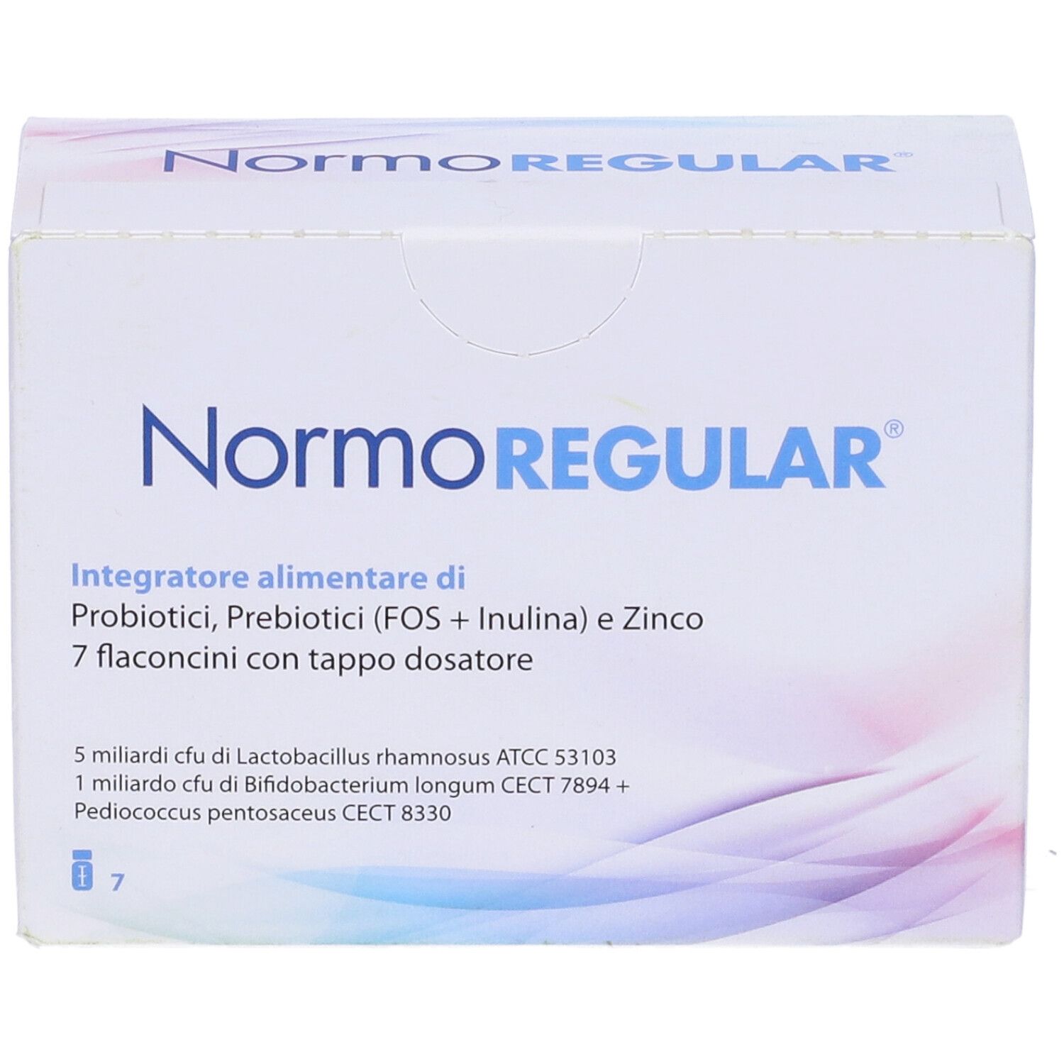 Scatola Normoregular. Scritta Normoregular. Contiene 7 flaconcini. Informazioni sugli ingredienti.