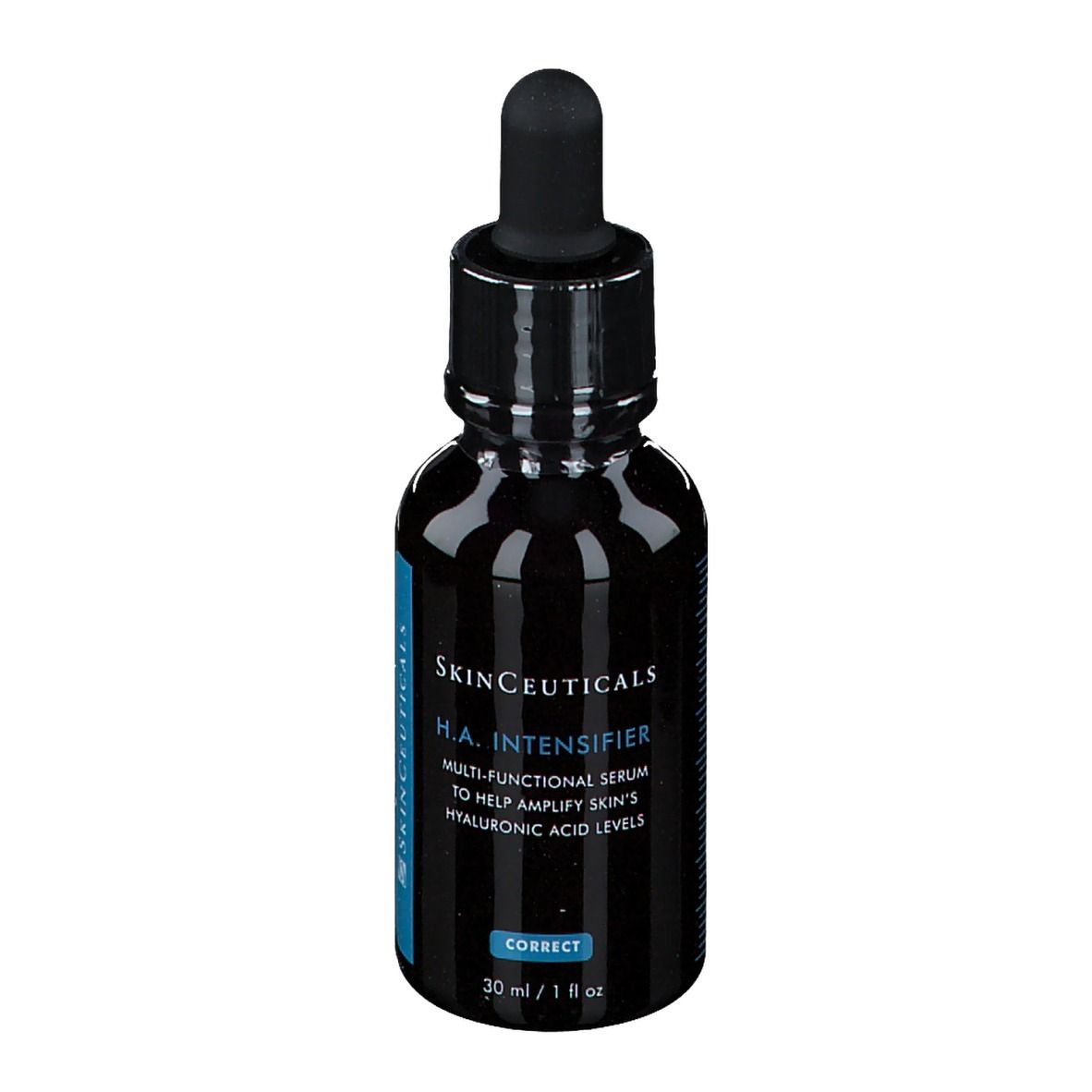 Flacone nero con contagocce nero. SkinCeuticals H.A. Intensifier. 30 ml / 1 fl oz.
