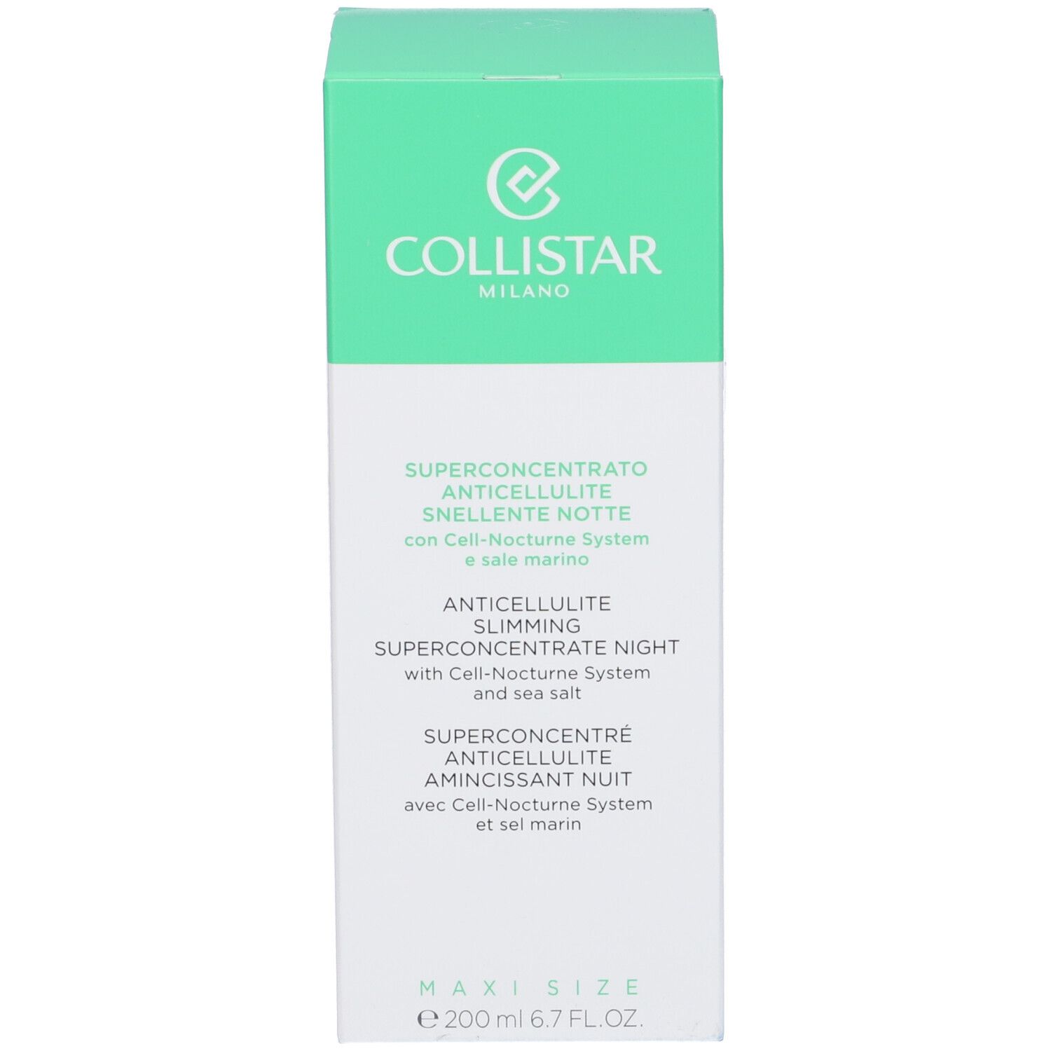 Confezione. Testo: Collistar Milano, Superconcentrato Anticellulite Snellente Notte.
