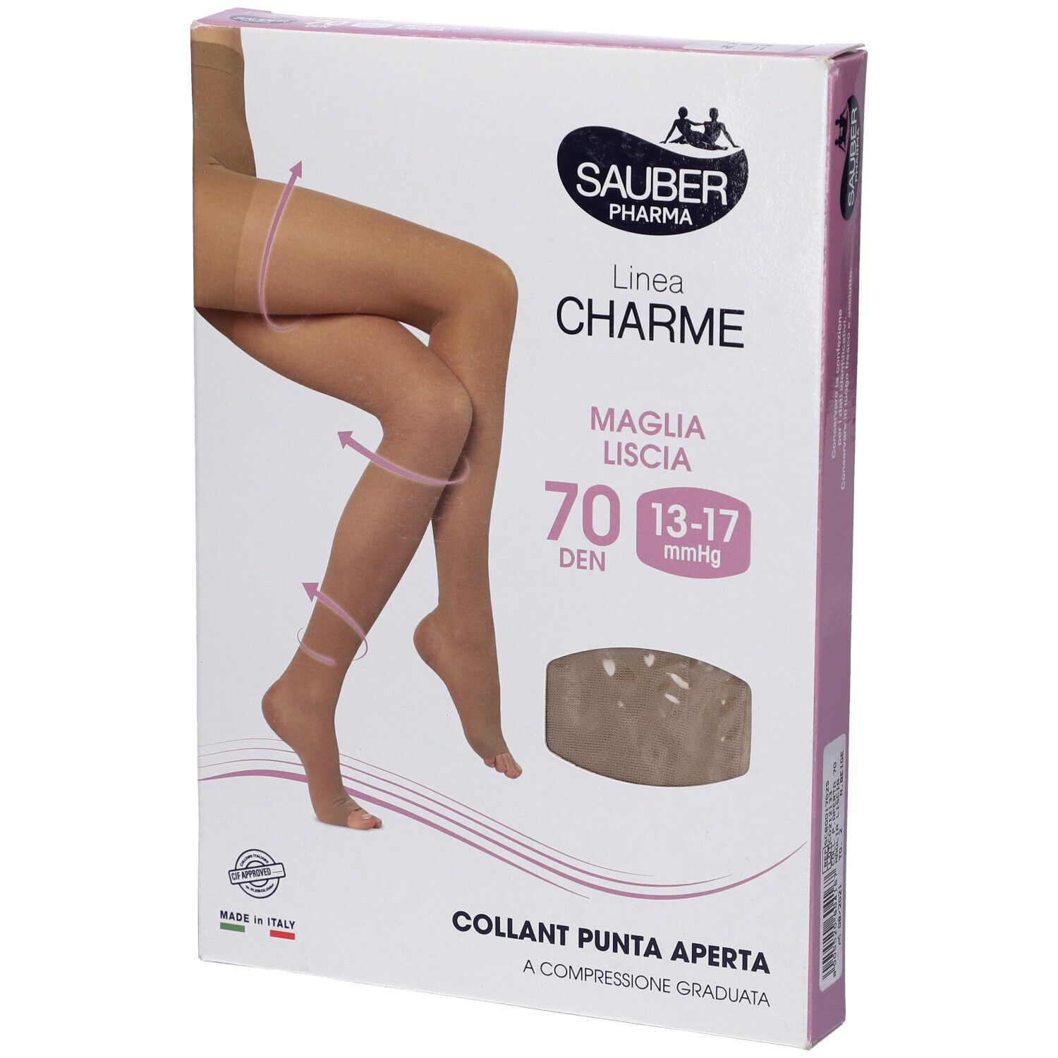 Sauber Linea Charme - Collant Punta Aperta Maglia Liscia 70 Den (13-17 mmHg) - Immagine 5
