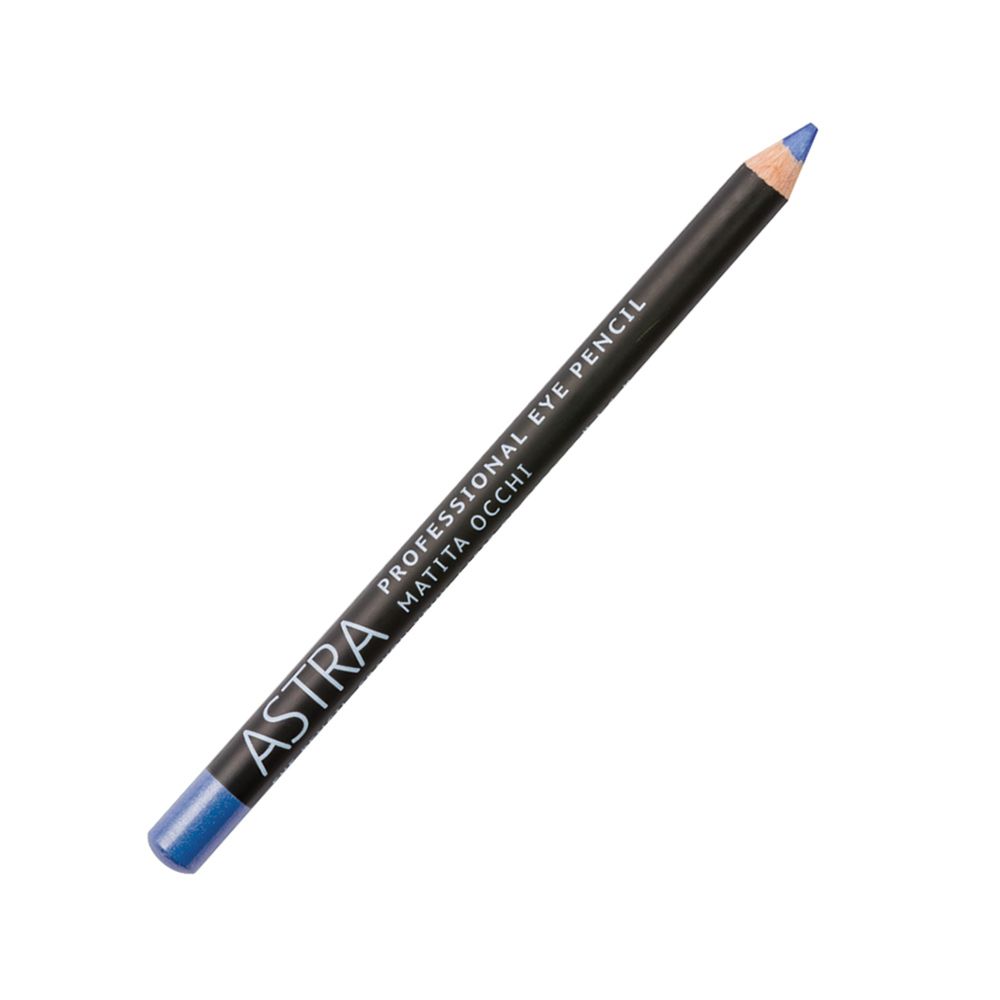 Matita occhi blu. Fusto nero con scritte bianche. Marchio ASTRA. Scritta: PROFESSIONAL EYE PENCIL MATITA OCCHI.