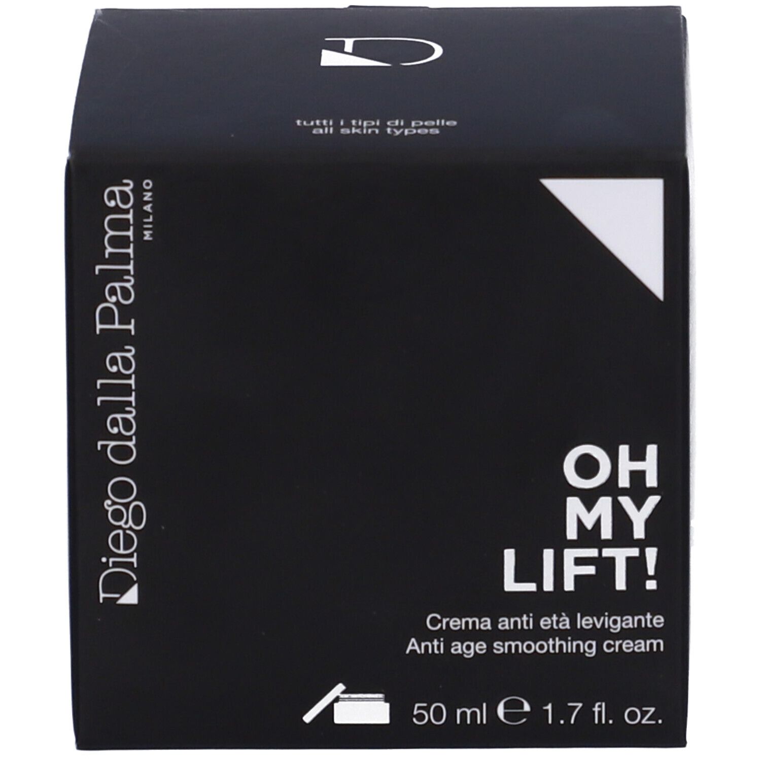 Scatola nera. Scritta: OH MY LIFT!, Crema anti età levigante, Diego dalla Palma Milano. 50 ml/1.7 fl. oz.