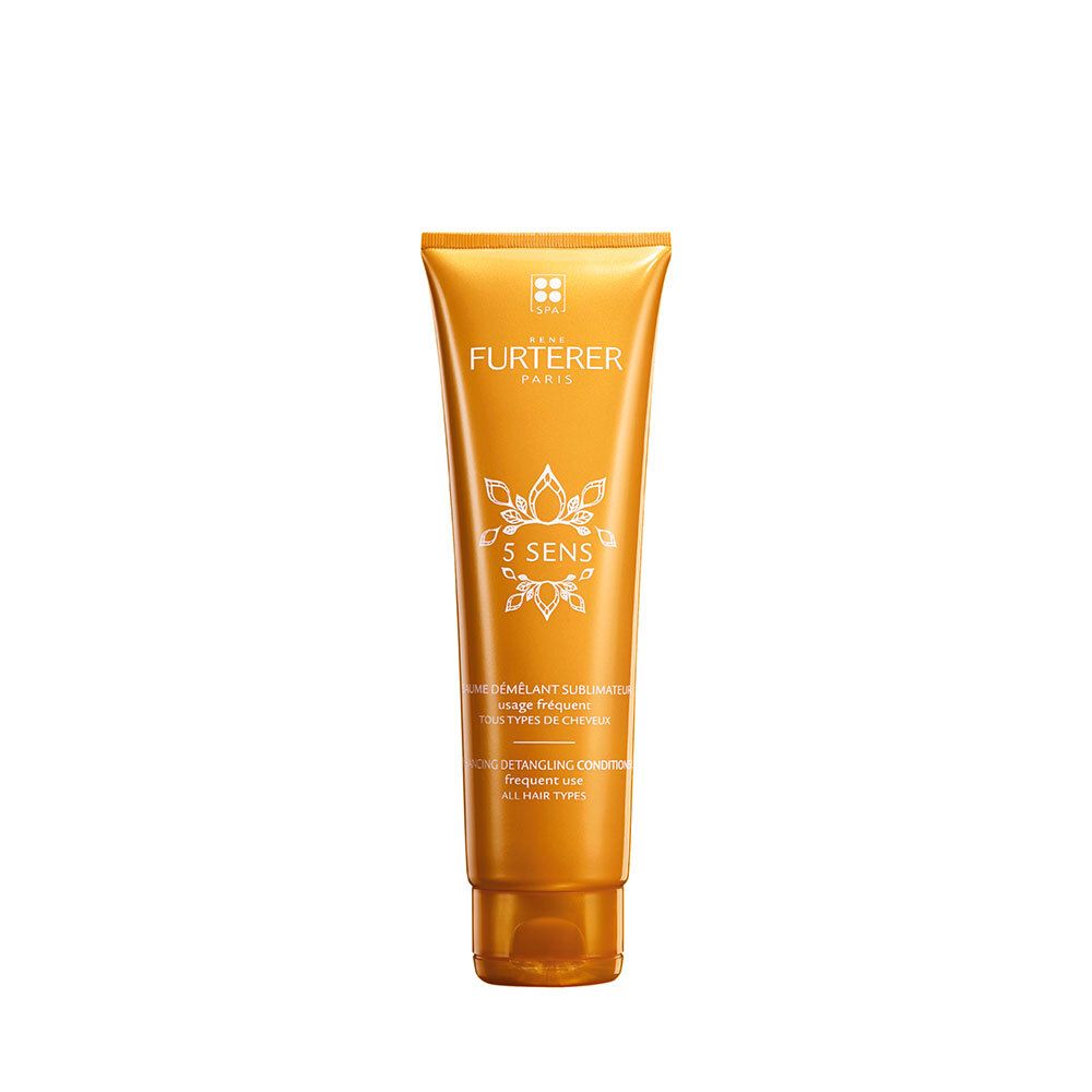 Goldfarbene Tube mit Produkt. Aufschrift: Rene Furterer, 5 SENS. Balsam für alle Haartypen.
