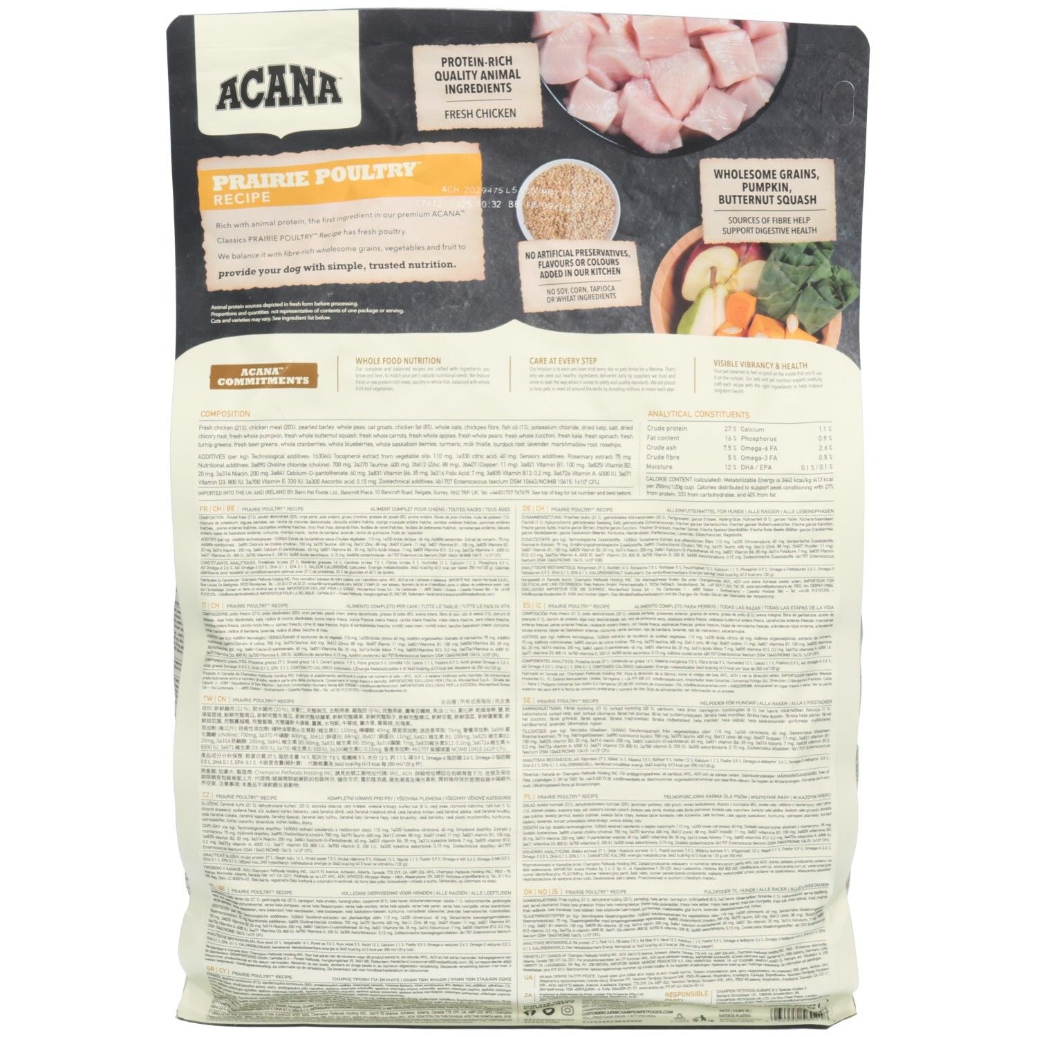 Acana Classics Prairie Poultry Recipe - Alimentation Sèche pour Chien Toutes Races