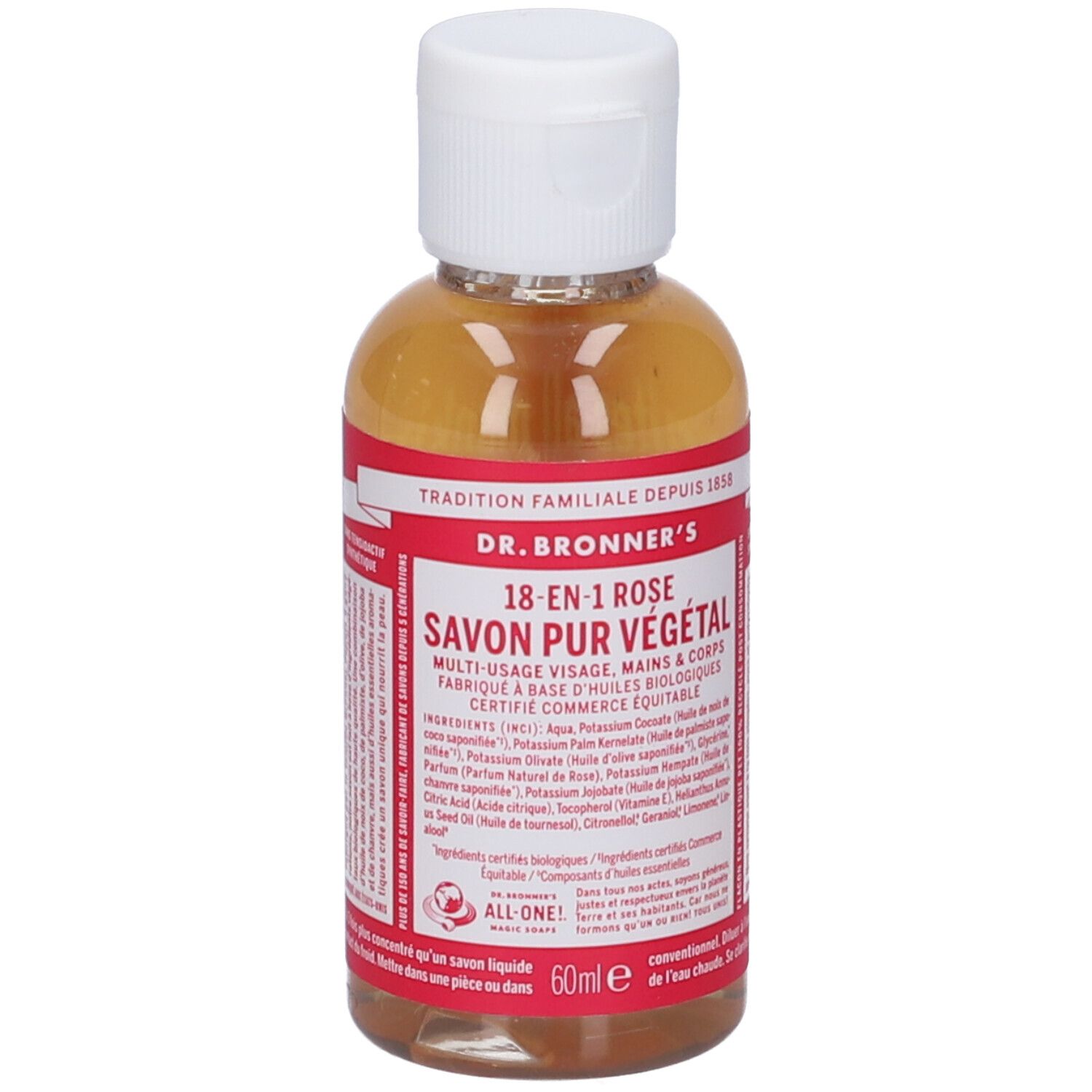 Dr. Bronner’s Sapone Liquido 18-In-1 alla Rosa 60 ml