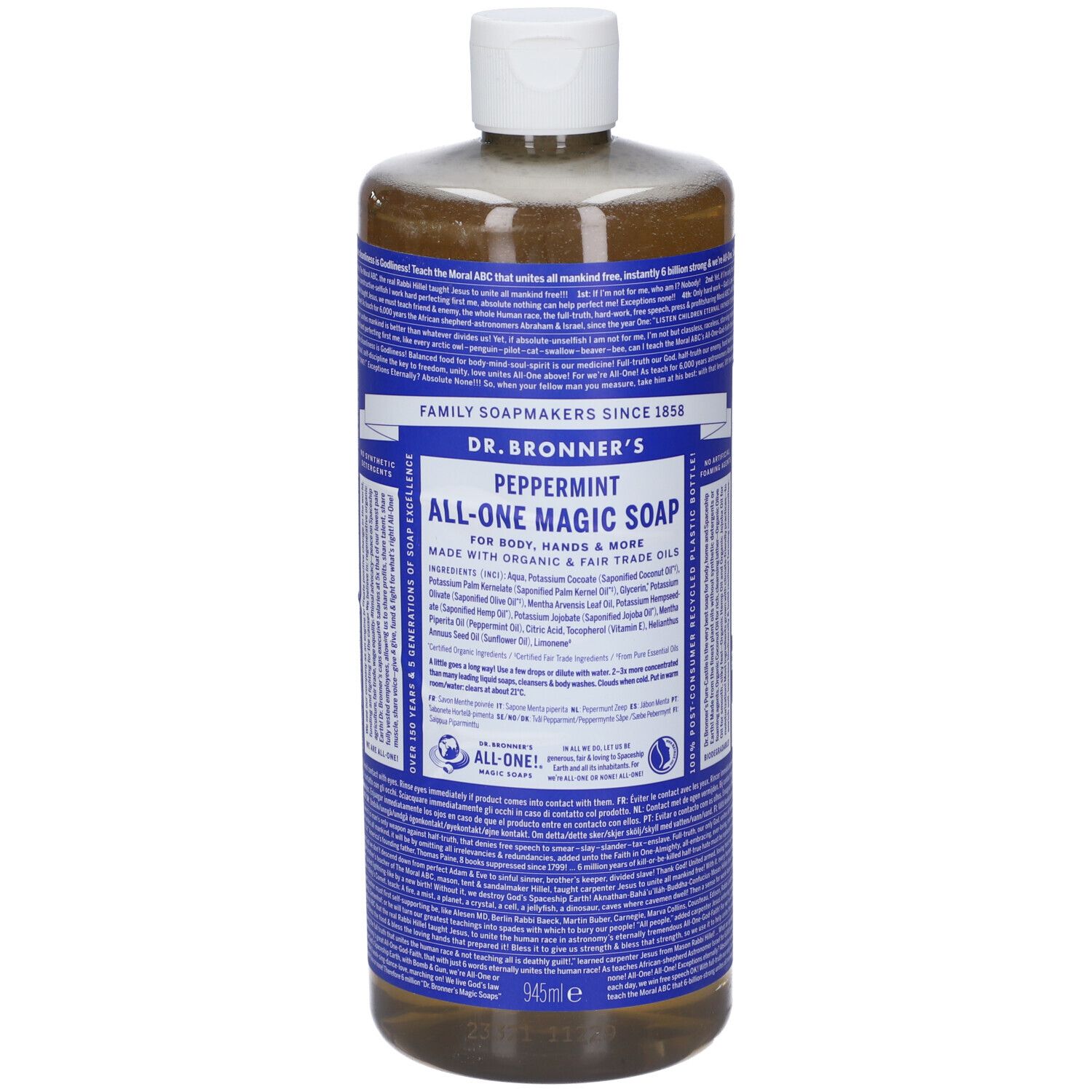 945ml Flasche Dr. Bronner's Pfefferminz All-One Magic Soap.