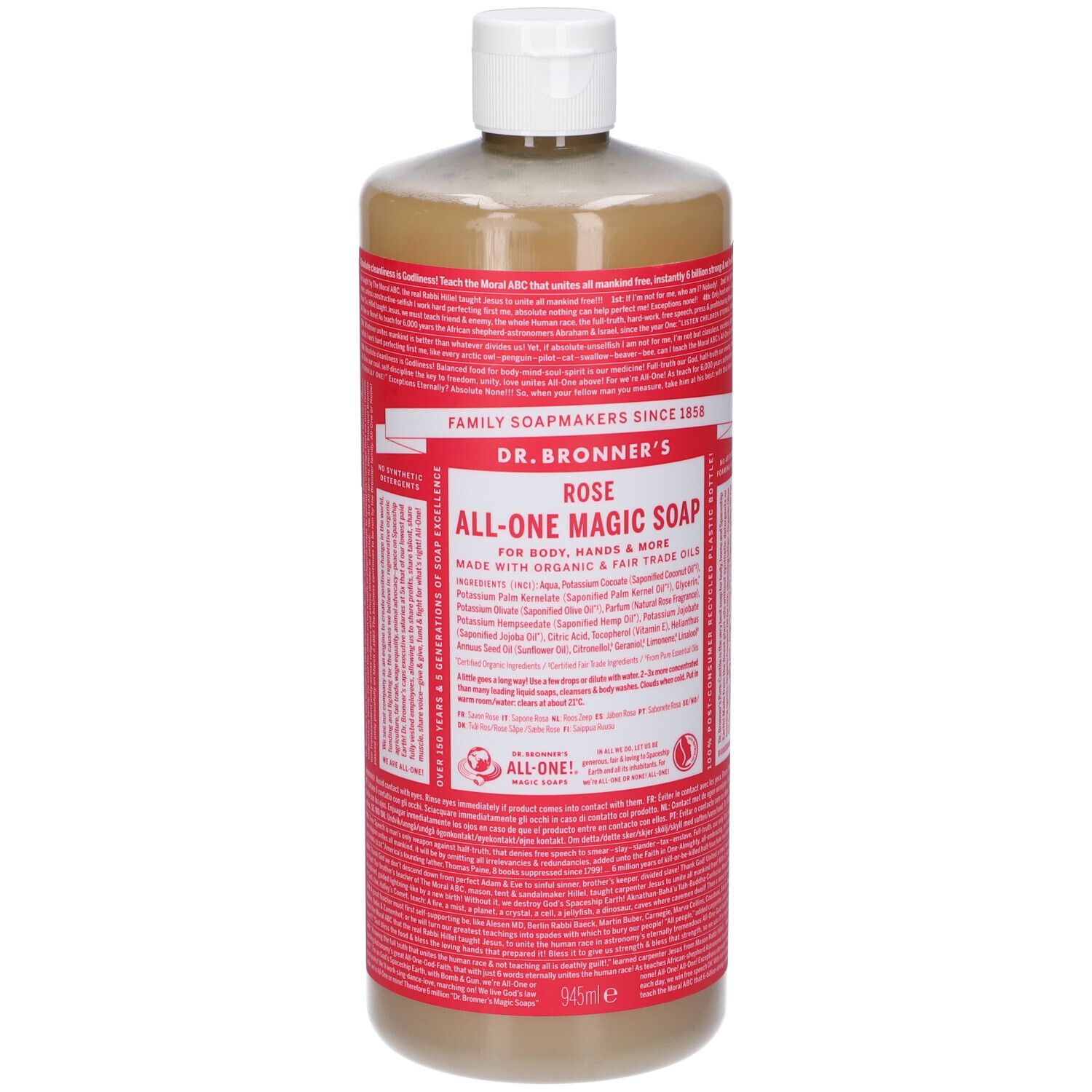 Dr. Bronner’s Sapone Liquido 18-In-1 alla Rosa 945 ml