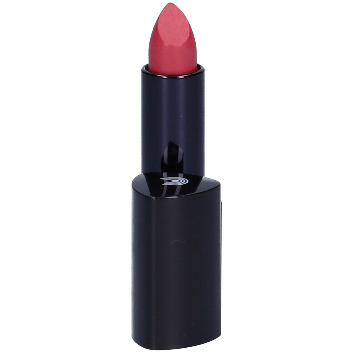 Rossetto rosso in astuccio nero. Rossetto nero. Logo sull'astuccio.