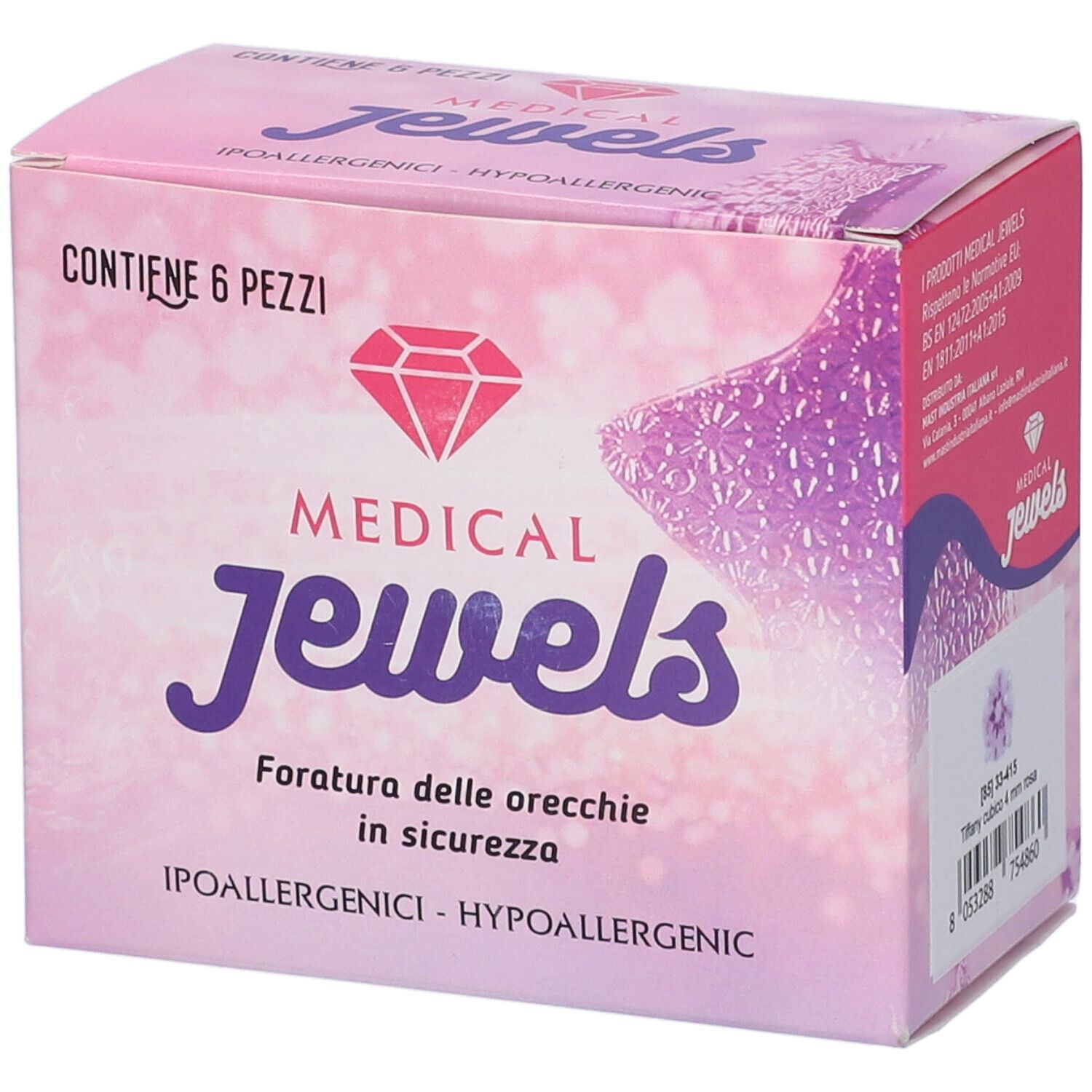 Orecchino Tiffany Cubico 4mm Rosa