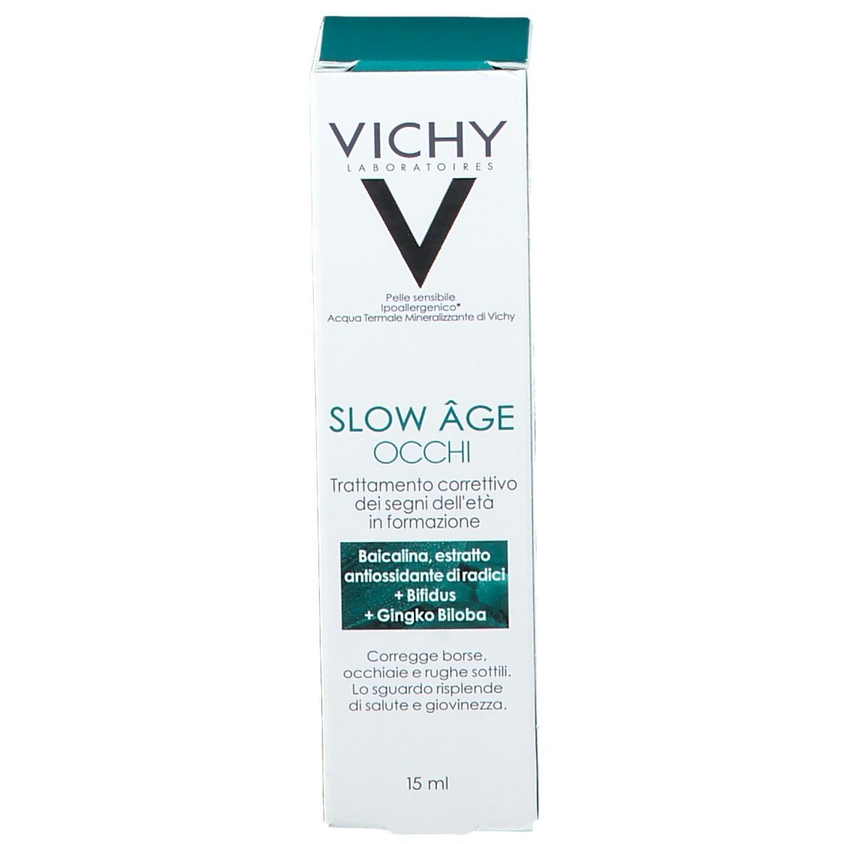 Confezione. Scritta VICHY Slow Âge Occhi. 15 ml.