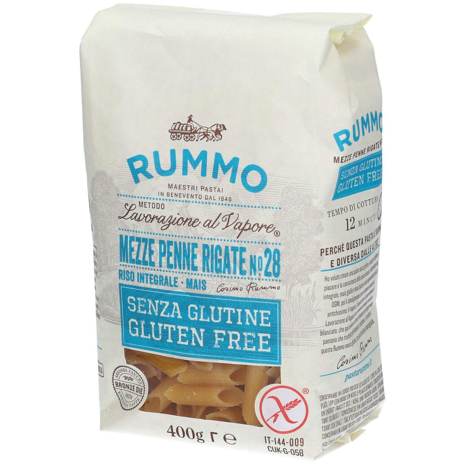 RUMMO Mezze Penne Rigate N. 28 Senza Glutine 400 g Pasta