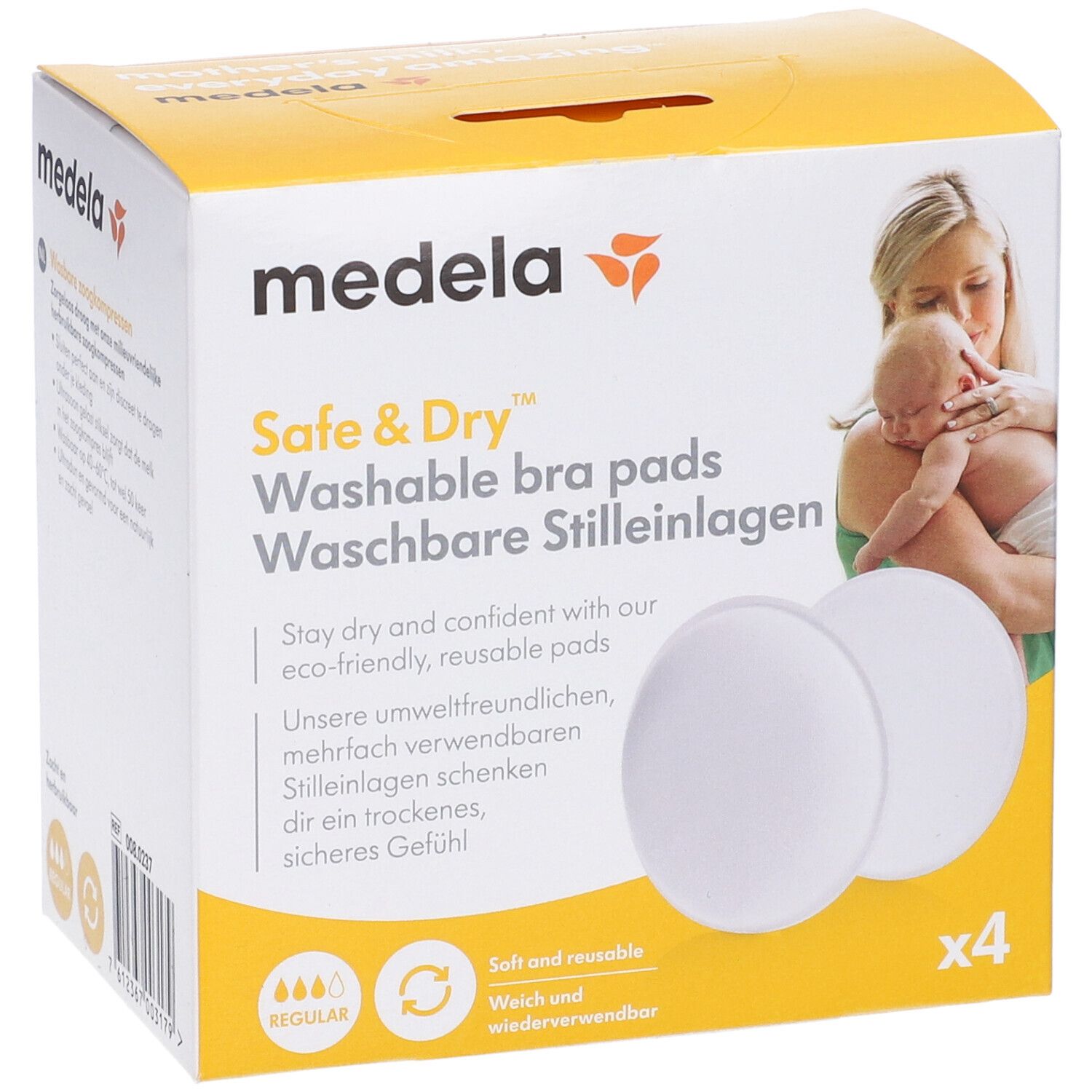 Confezione Medela Safe & Dry. Immagine madre e bambino. 4 pezzi.