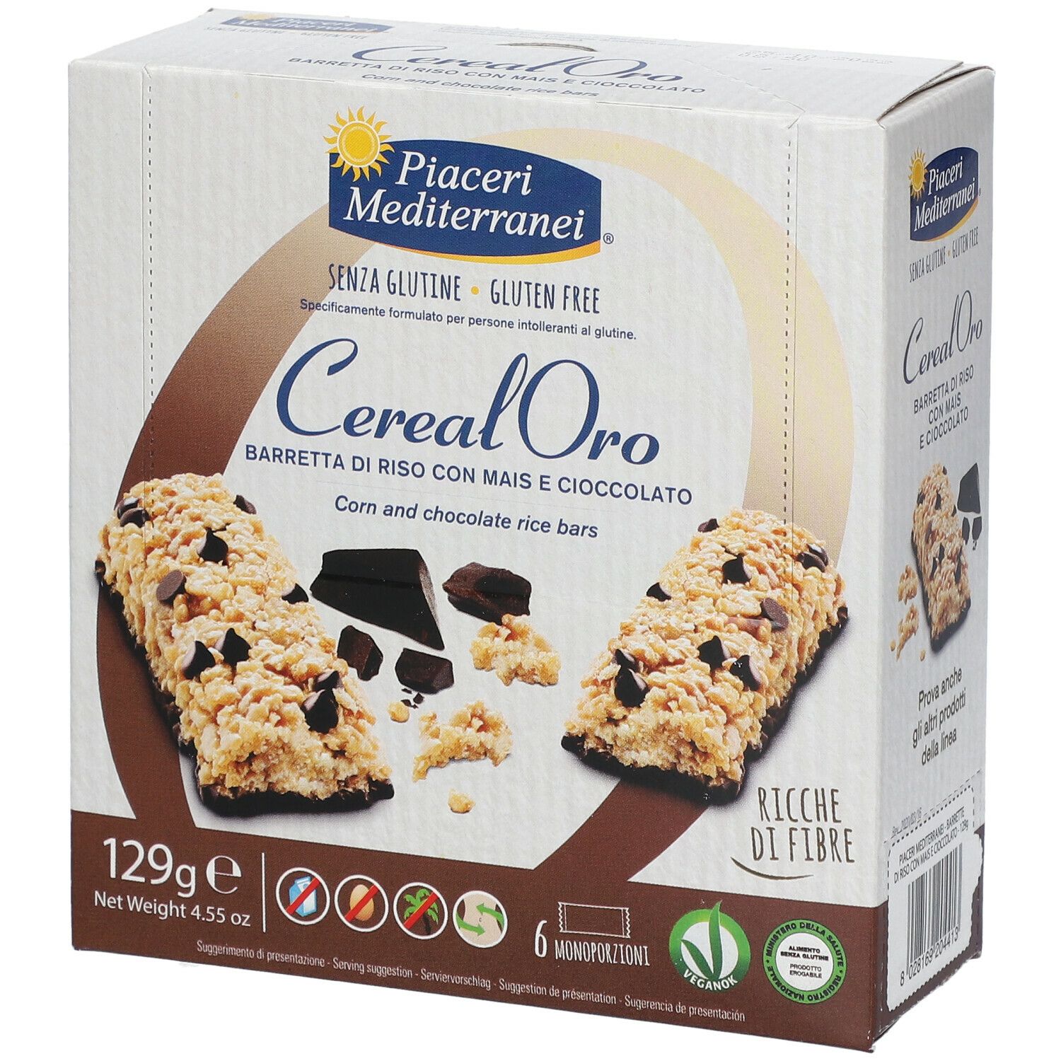 Piaceri Mediterranei® Cereal Oro Barretta di Riso con Mais e Cioccolat