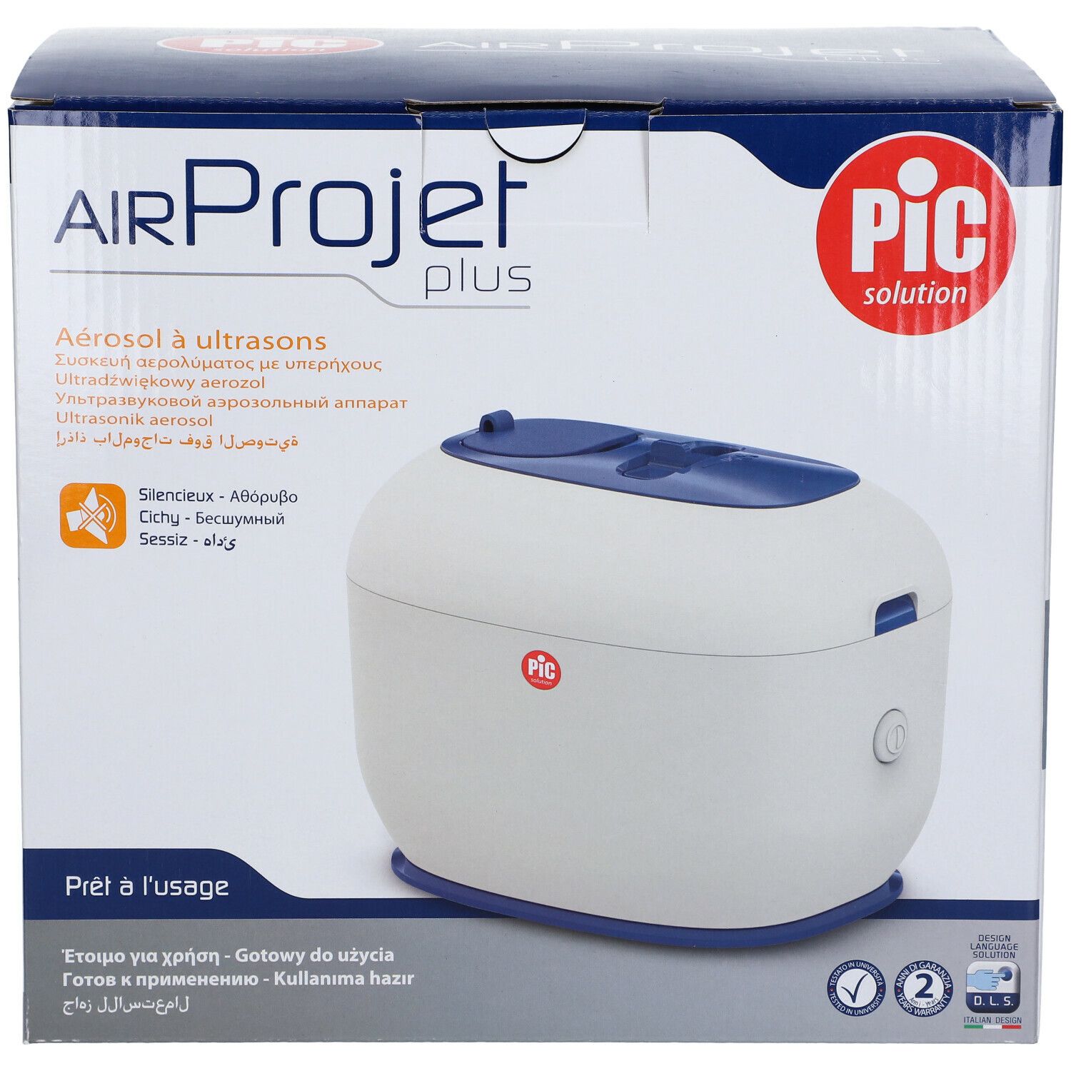 Confezione di Air Projet Plus. Sulla confezione sono raffigurati il prodotto, il logo Pic e il testo.