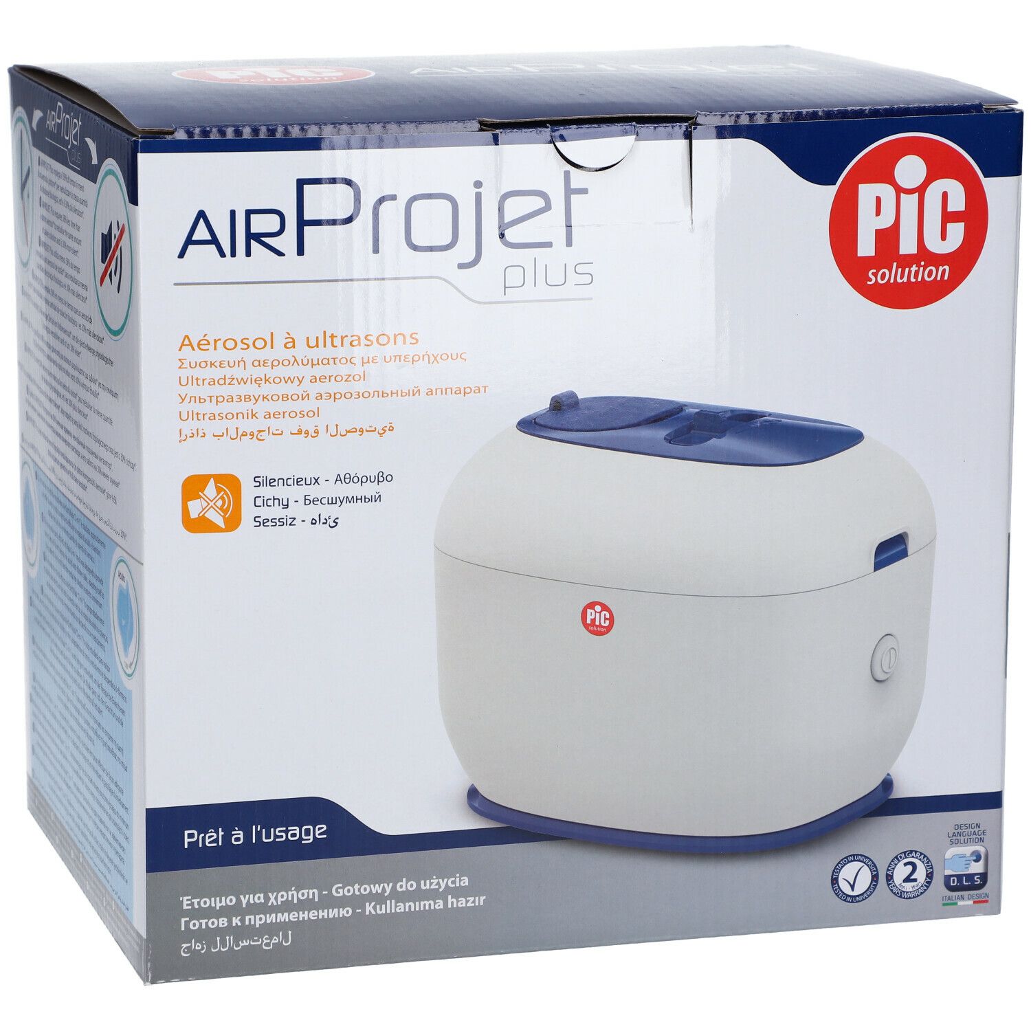 Confezione di Air Projet Plus. Sulla confezione sono raffigurati il prodotto, il logo Pic e il testo.