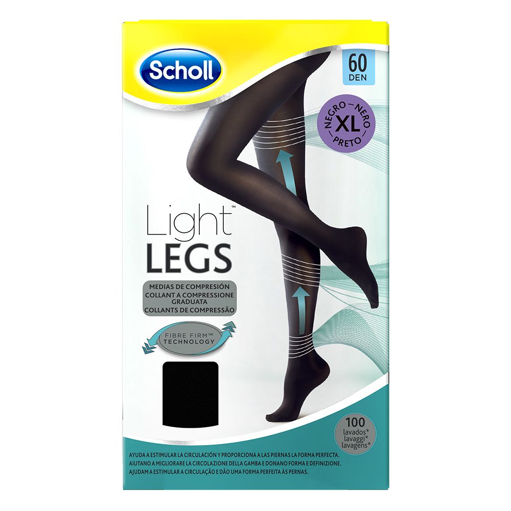 Collant Scholl Light Legs 60 denari nero XL. Confezione con immagine del prodotto e informazioni.