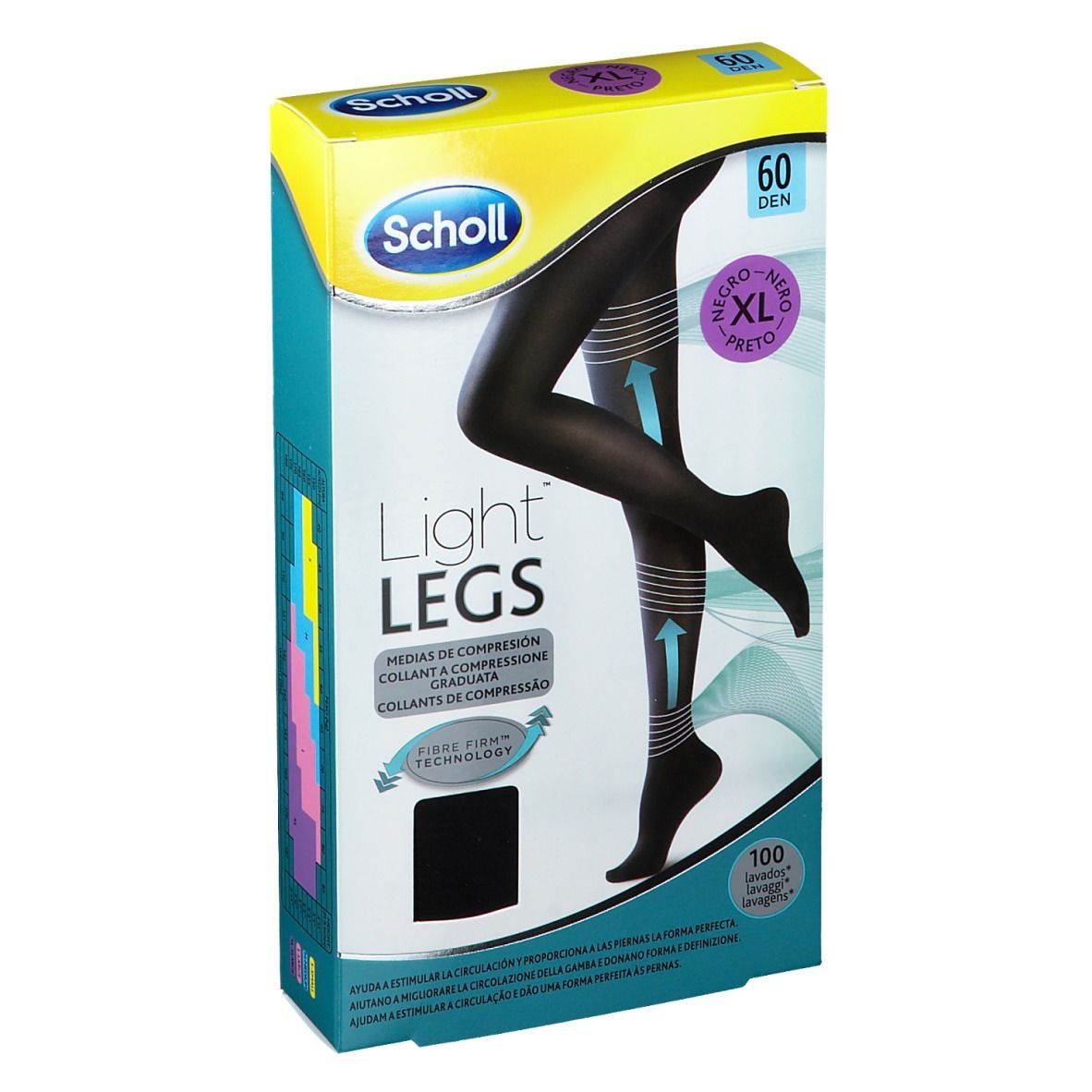 Collant Scholl Light Legs 60 denari nero XL. Confezione, vista obliqua.