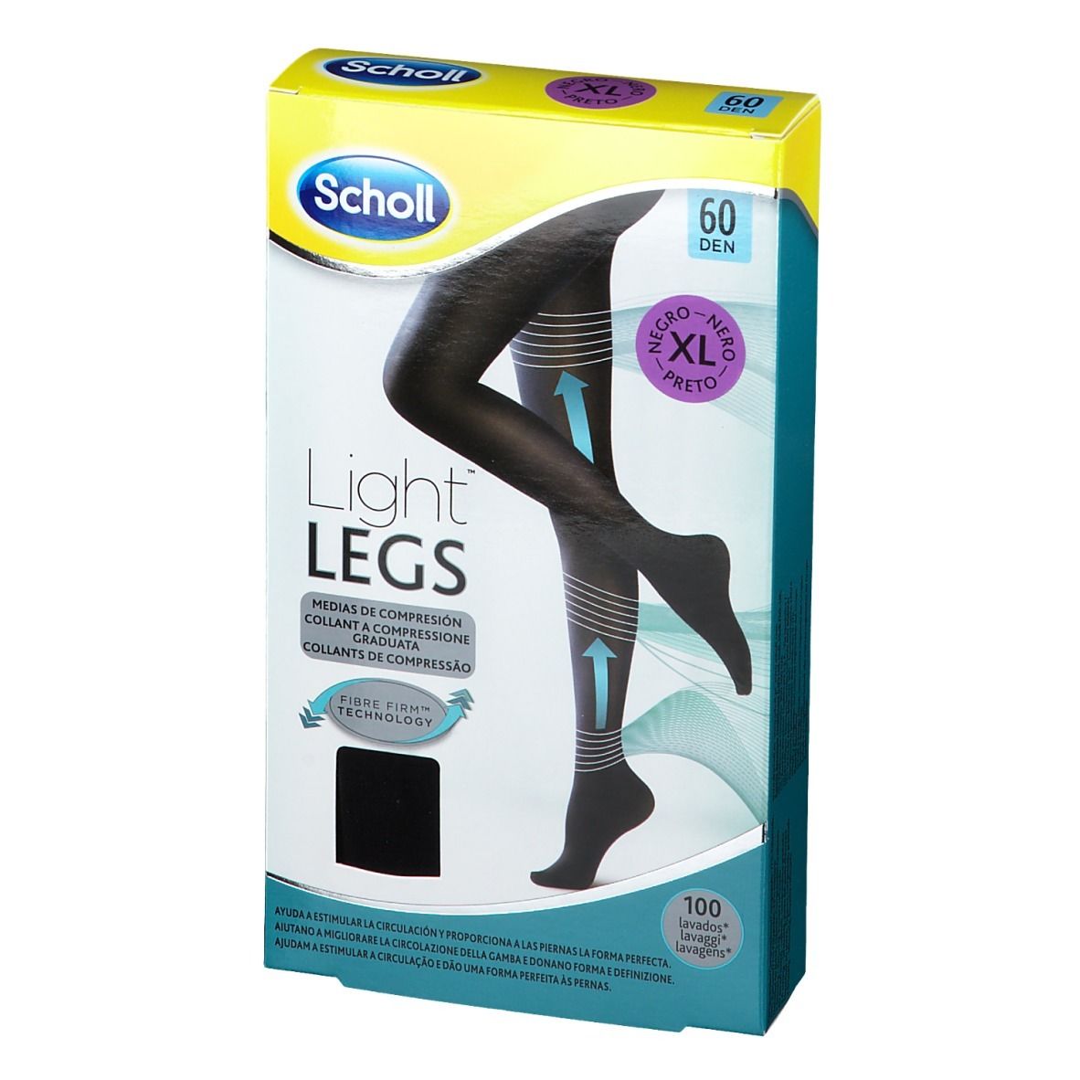 Collant Scholl Light Legs 60 denari nero XL. Confezione con immagine del prodotto.
