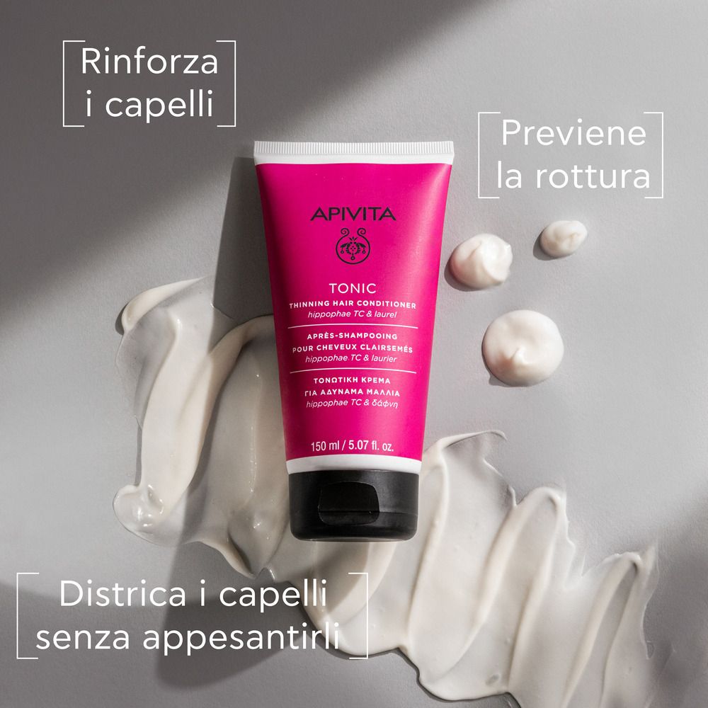 Apivita Tonic Haarkonditionierer in einer pinken Tube, 150 ml.