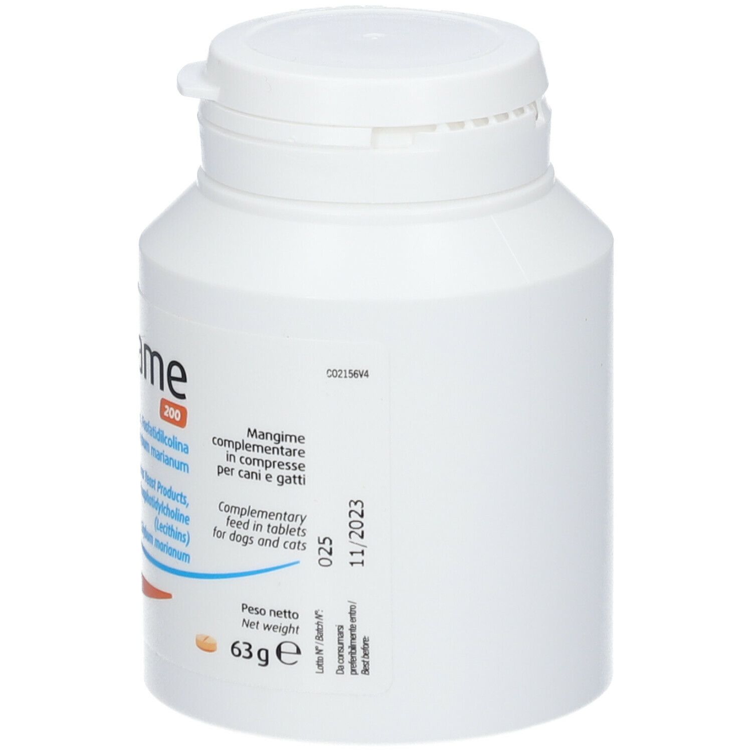 Weiße Flasche BeSame 200. Enthält Hefe, Lecithin und Mariendistel. 63g. Verfallsdatum 11/2023.