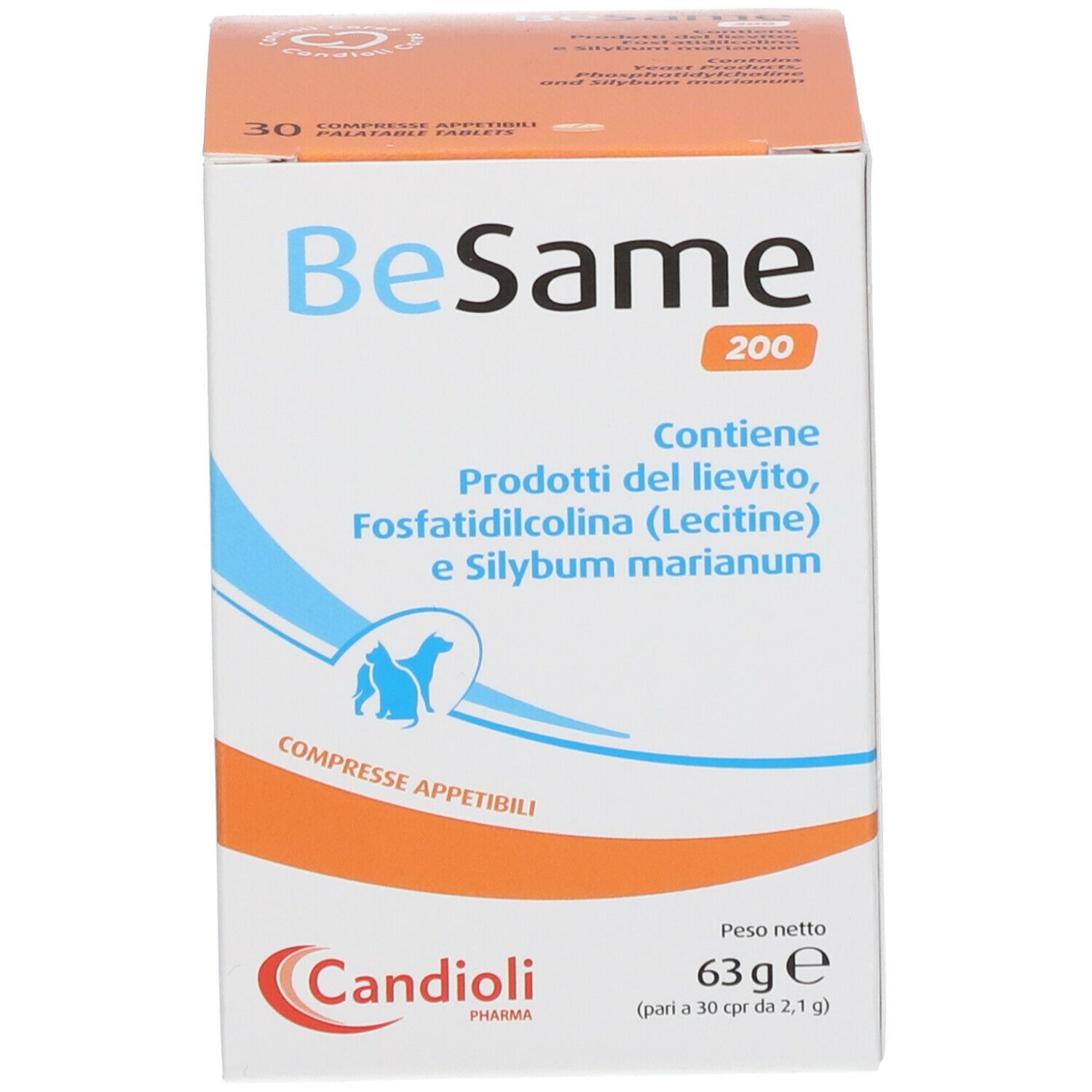 Schachtel BeSame 200. Enthält Hefe, Lecithin und Mariendistel. Marke Candoli.