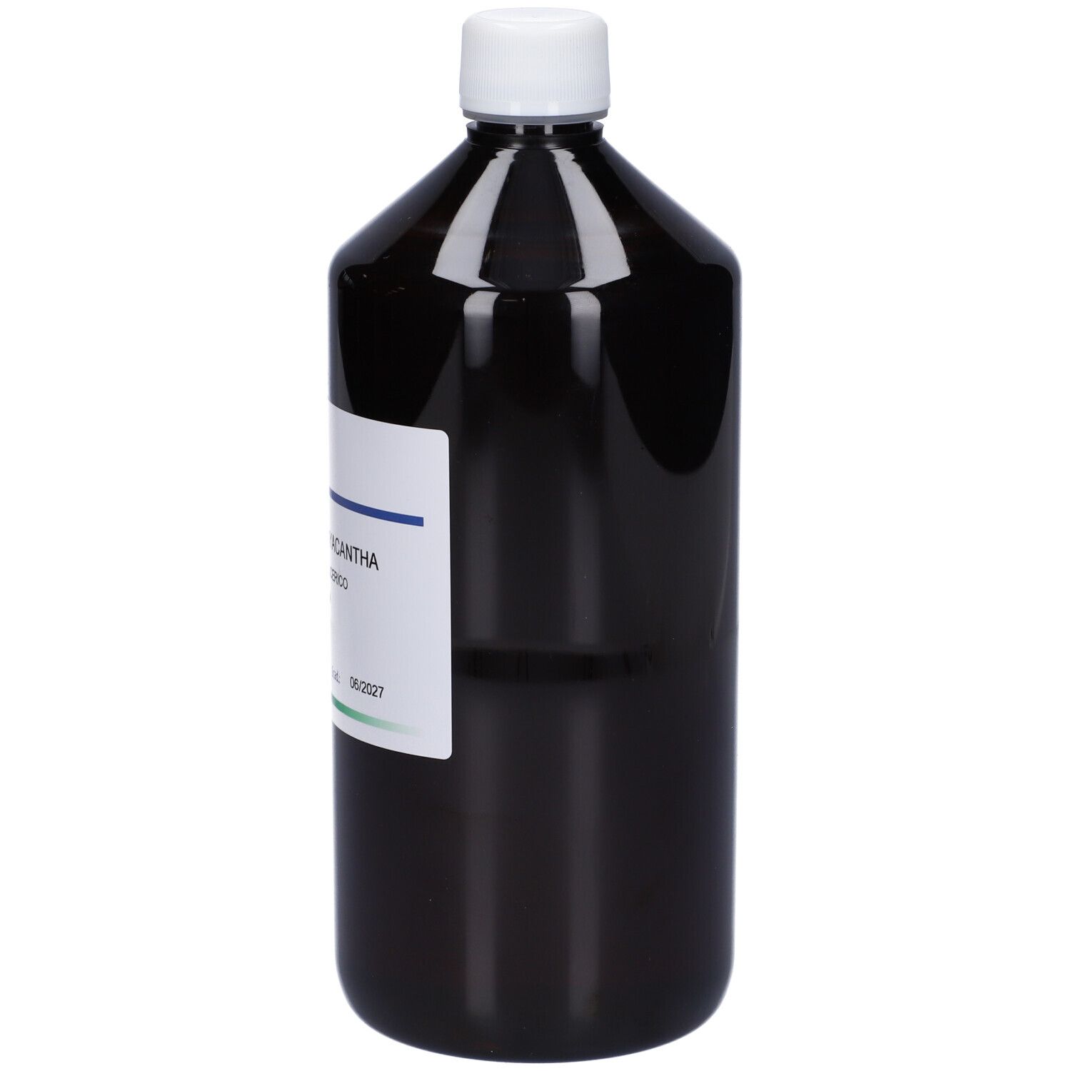 Flacone marrone con tappo bianco ed etichetta. Scritta: Crataegus Oxyacantha Macerato Glicerico.