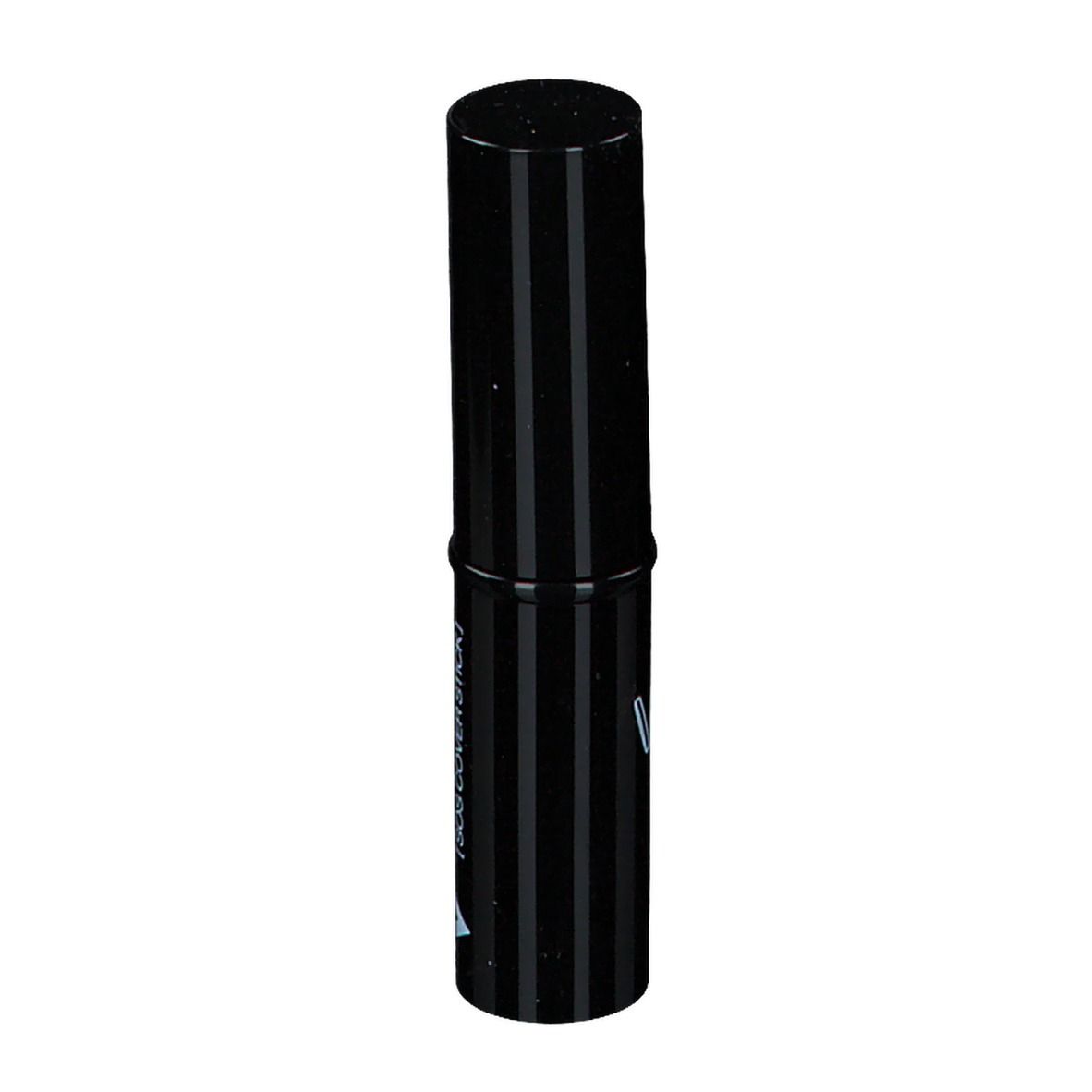 Schwarzer Abdeckstift mit vertikalen Streifen. Aufschrift: DERMABLEND™ [SOS COVER STICK].