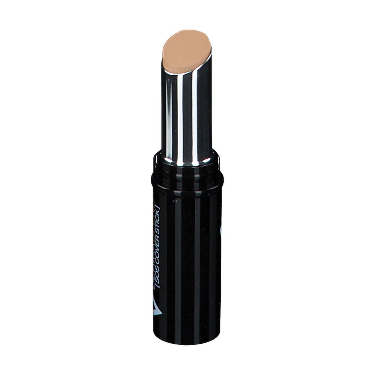 Stick correttivo beige, astuccio nero. Scritta: DERMABLEND [SOS COVERSTICK].